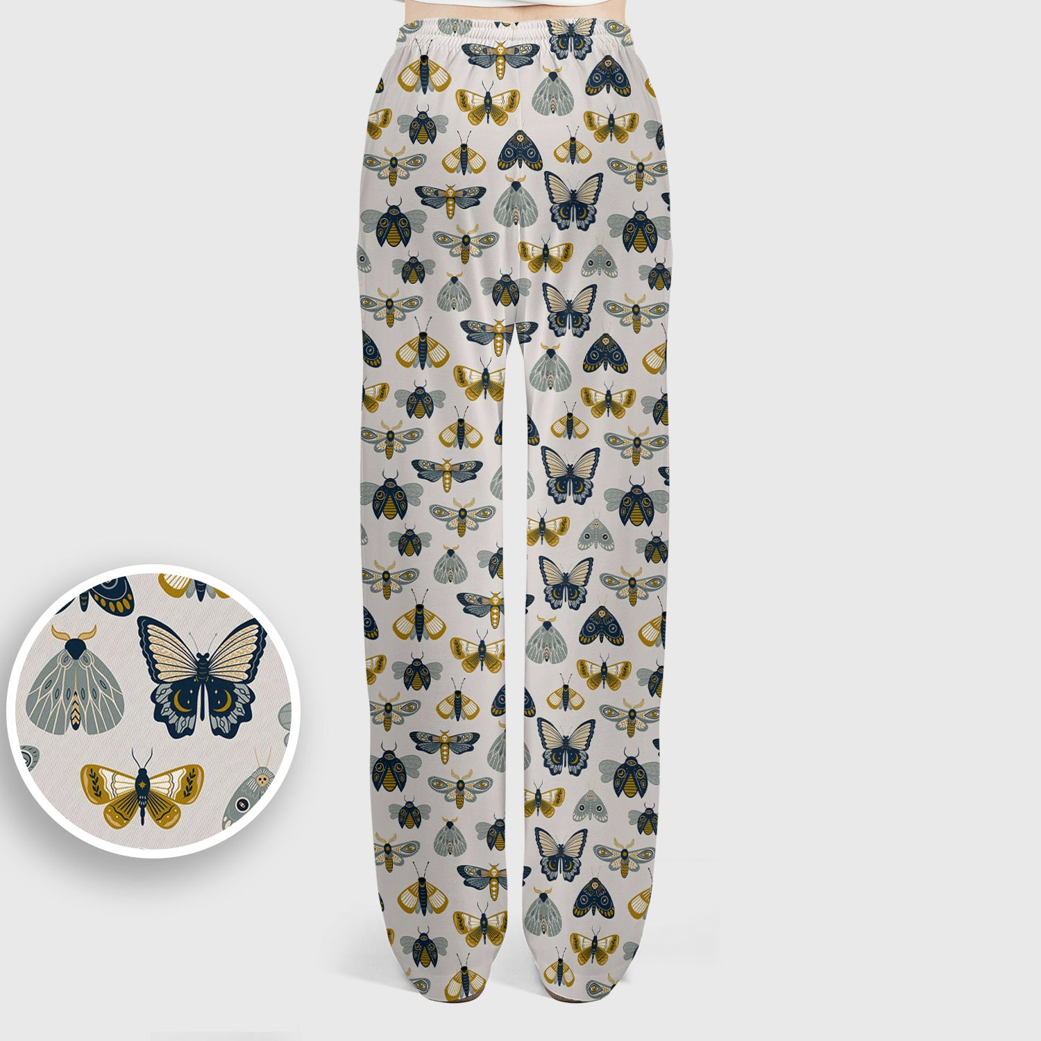 Vintage Butterfly Moth Insect Pattern Scrub Set, Scrub Pants and V Neck Top