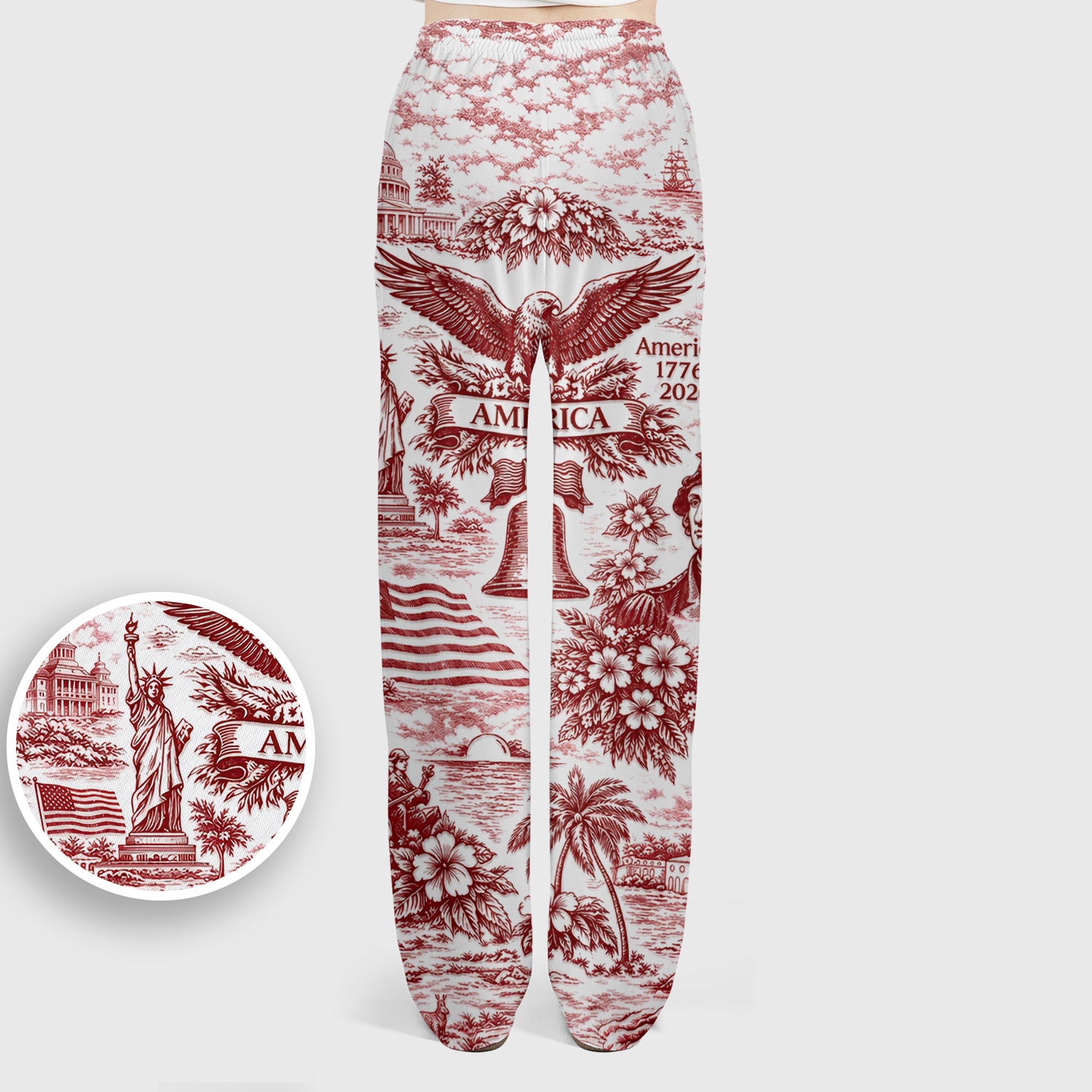 Patriotic America Heritage Toile Pattern Scrub Set, Women's Scrub Sets