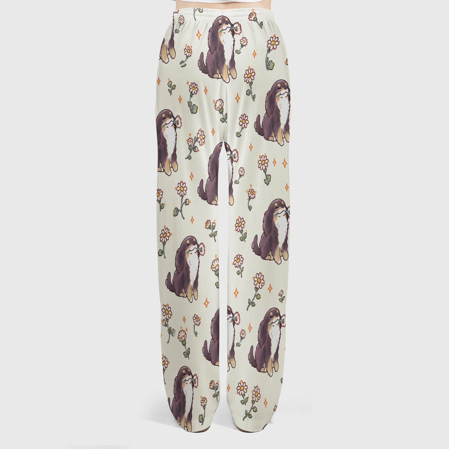 Cute Floral Otter Holding Daisy Pattern Scrub Set, Scrub Pants and V Neck Top