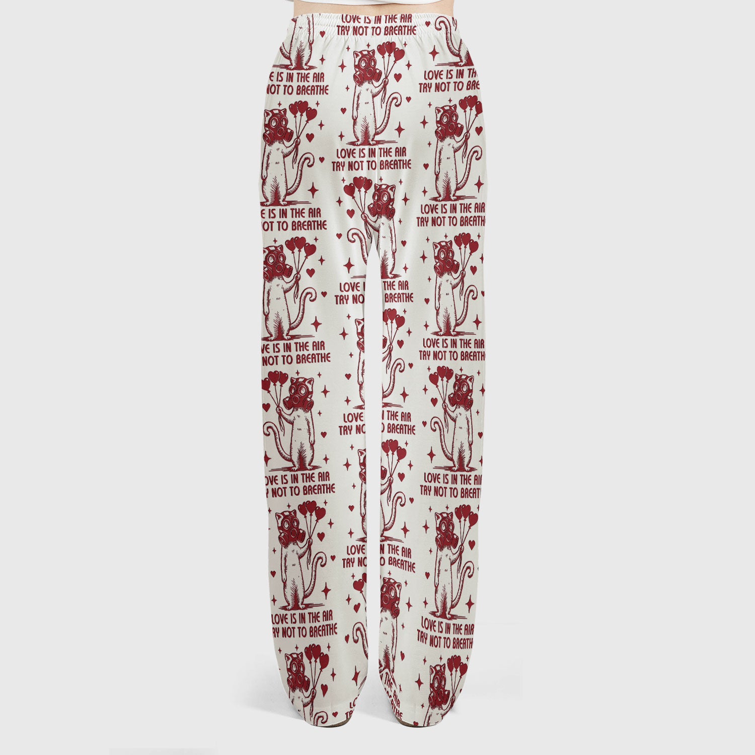 Gas Mask Cat Heart Balloon Valentine Print Scrub Set, Breathable Med Uniform