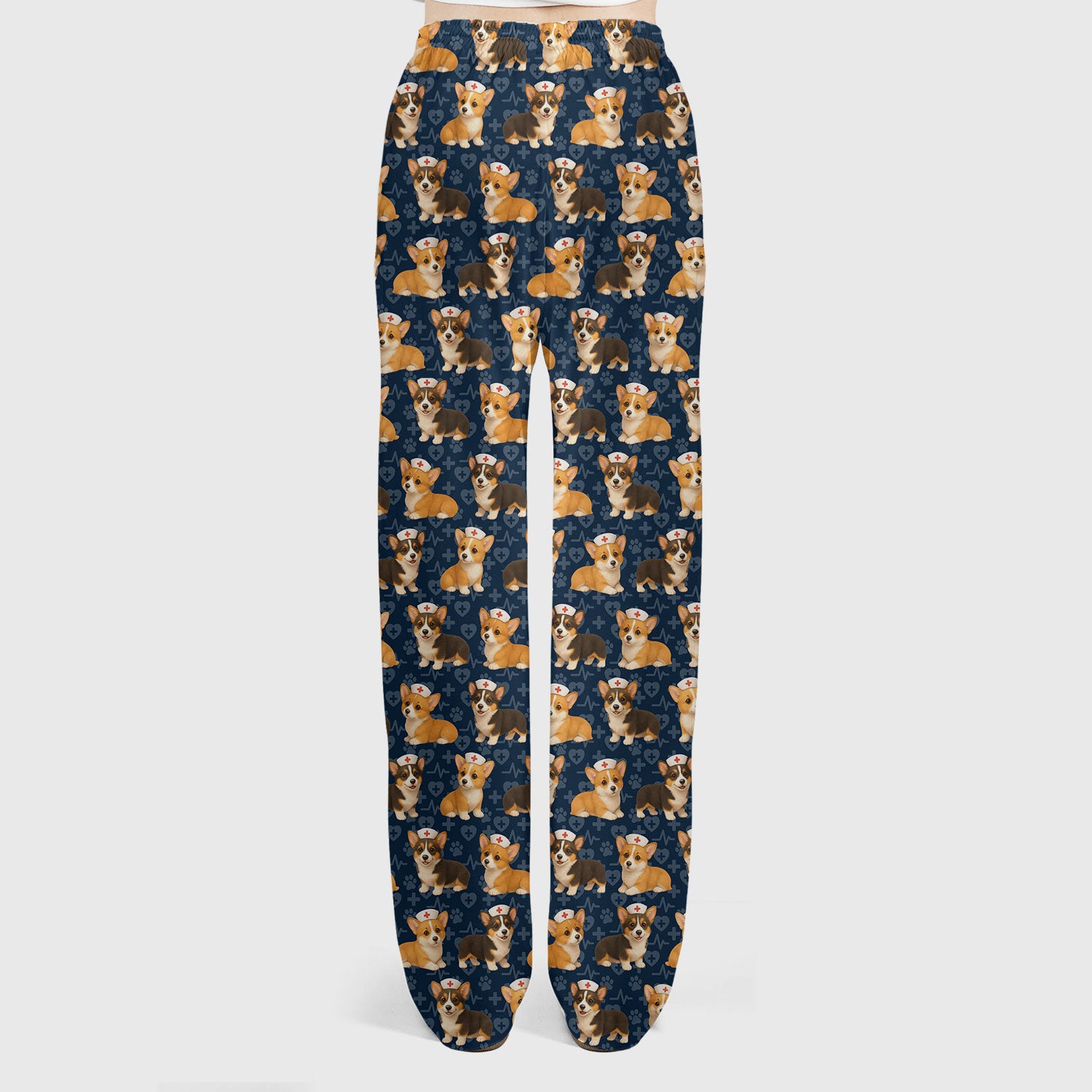 Christmas Corgi Scrubs Pattern for Women - Cute Dog Scrubs Top & Pants Set - Festive Nurse Holiday Print Medical Scrubs