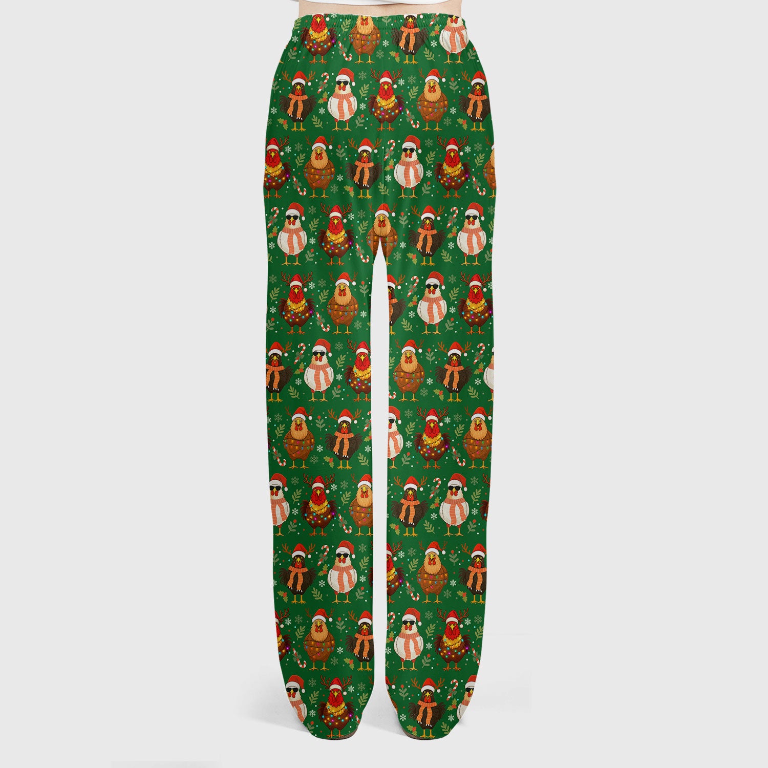 Funny Chicken Scrubs for Women - Christmas Pattern Scrub Top & Pants - Christmas Scrubs with Adorable Design