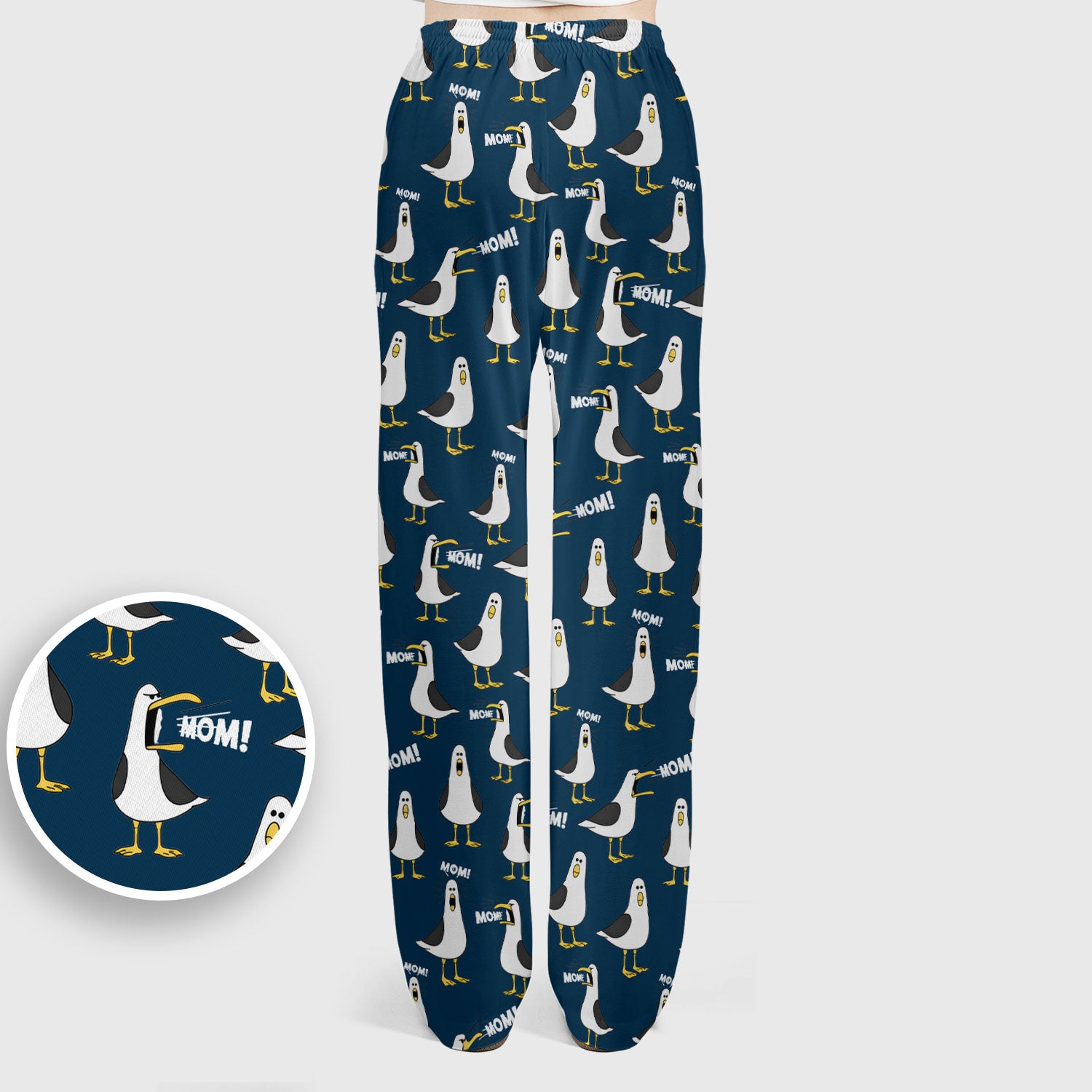 Funny Seagull Mom Seamless Pattern Scrub Set, Scrub Pants and V Neck Top