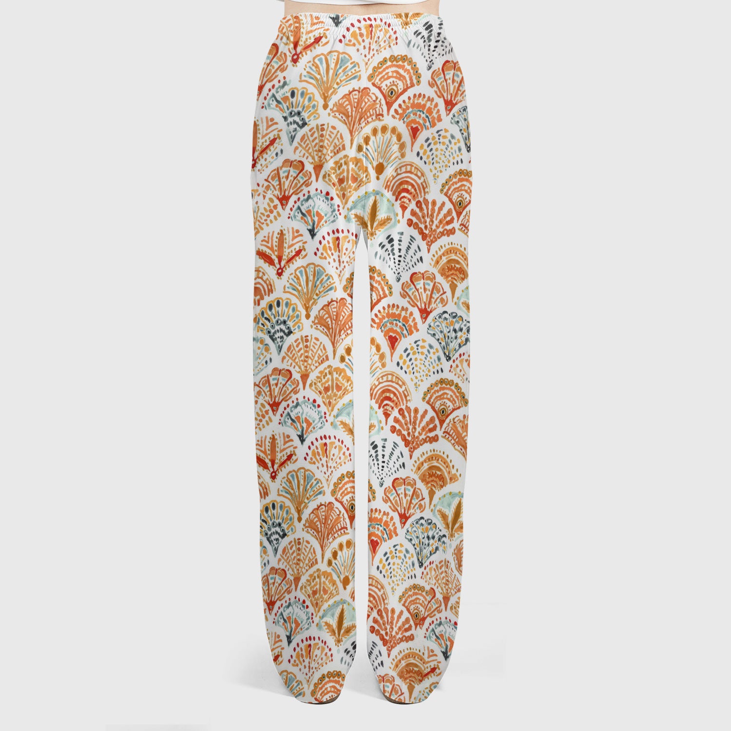Cute Boho Fan Pattern Scrub Set, Women's Scrub Sets