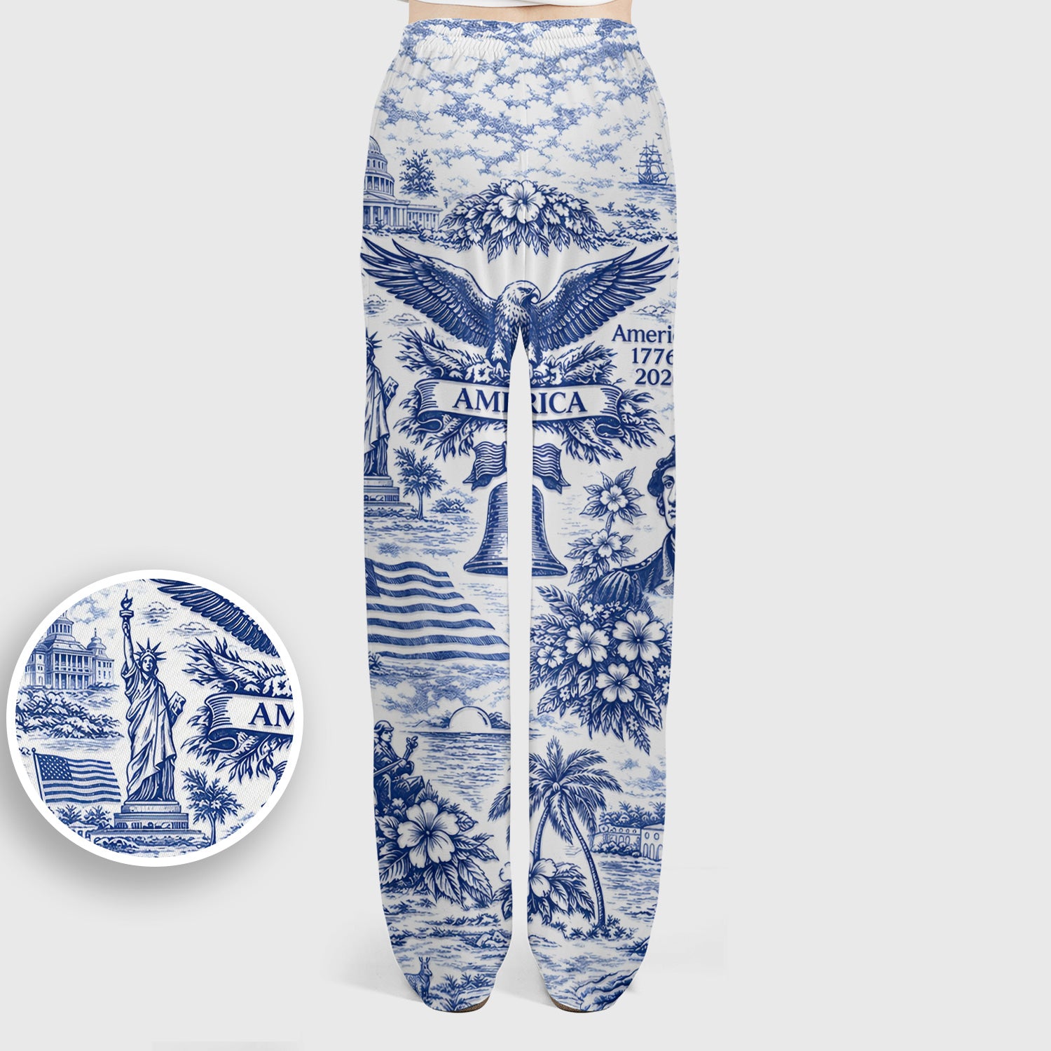 Patriotic America Heritage Toile Pattern Scrub Set, Women's Scrub Sets
