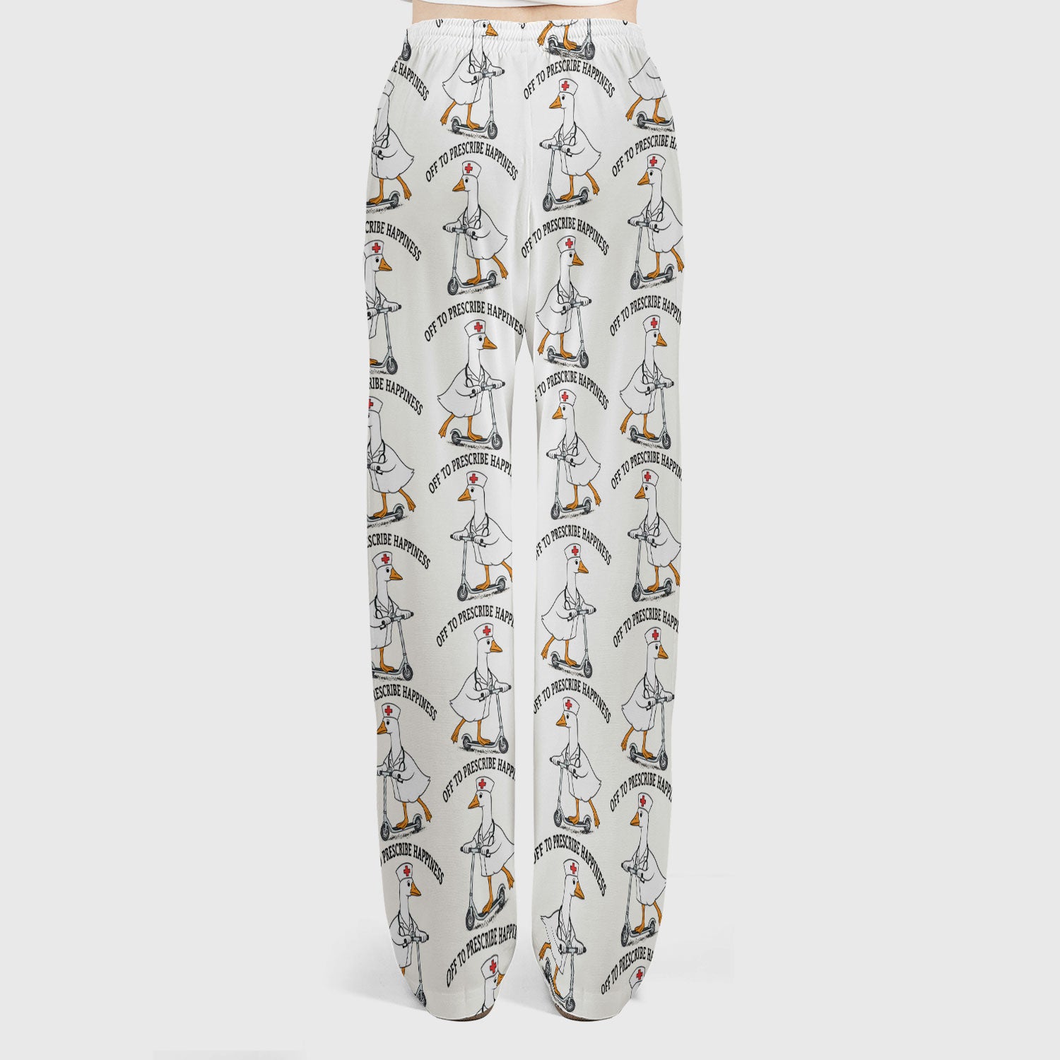 Nurse Goose Scooter Print Scrub Set, Breathable Med Uniform