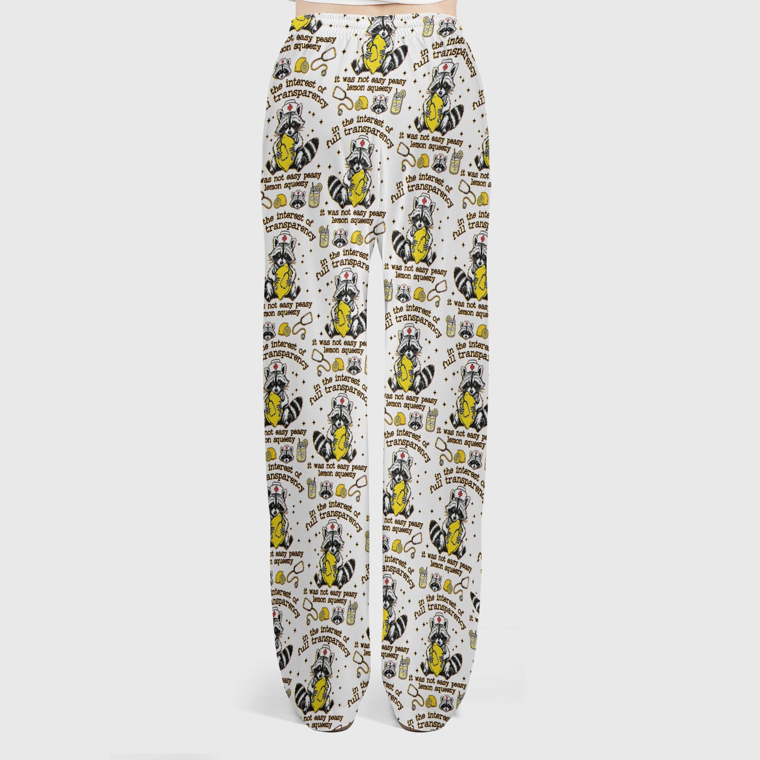 Raccoon Lemon Quote Medical Humor Pattern Scrub Set, Breathable Med Uniform