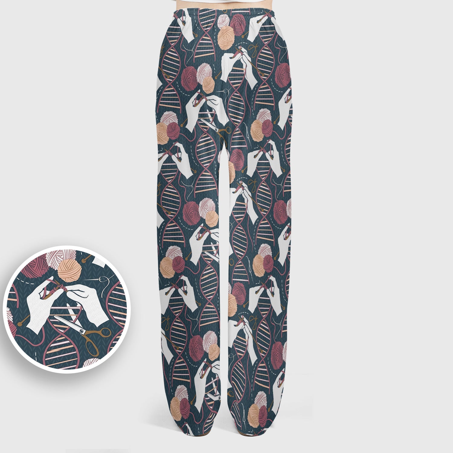 DNA Helix Yarn Pattern Scrub Set, Scrub Pants and V Neck Top