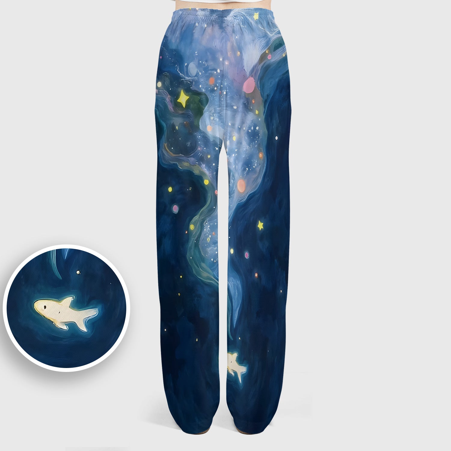 Marine Life Shark Pattern Scrub Set, Scrub Pants and V Neck Top