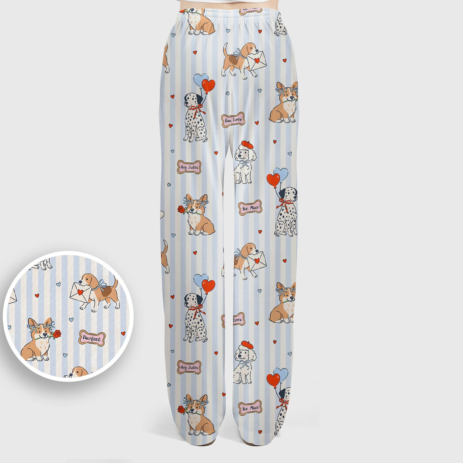 Valentine Puppy Heart Pattern Scrub Set, Scrub Pants and V Neck Top