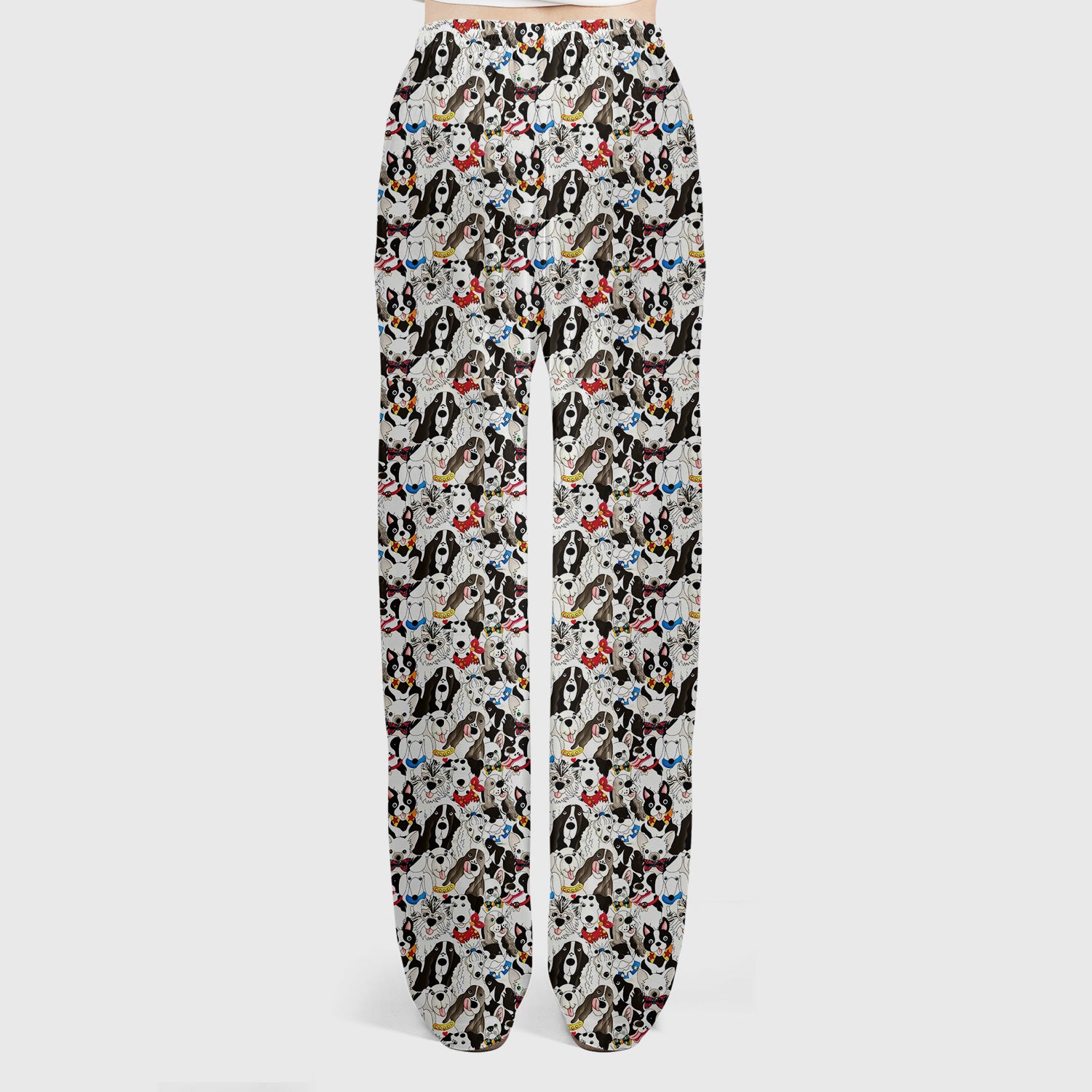 Cute Dog Cartoon All Over Print Scrub Set, Scrub Pants and V Neck Top
