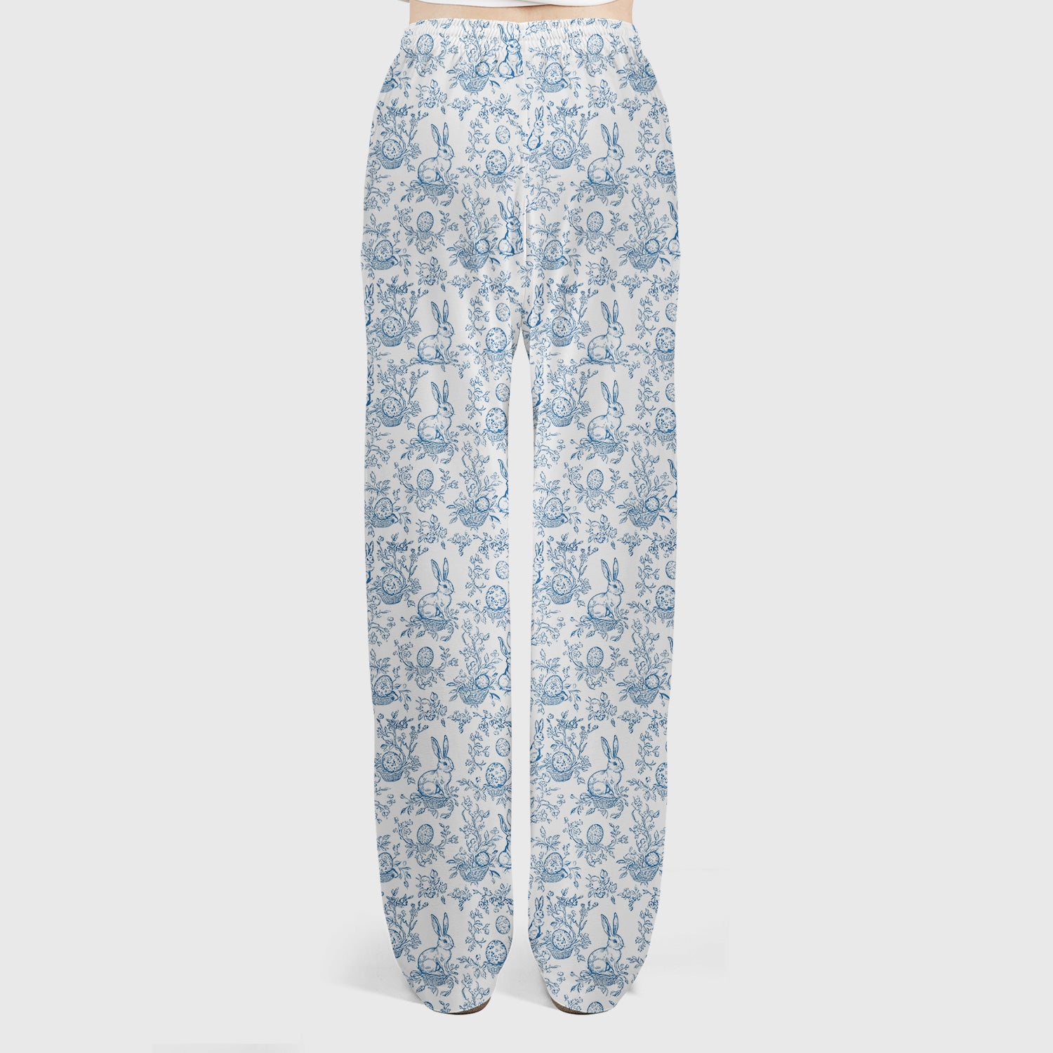 Easter Bunny Floral Egg Toile Pattern Design Print Set, Women's Scrub Sets