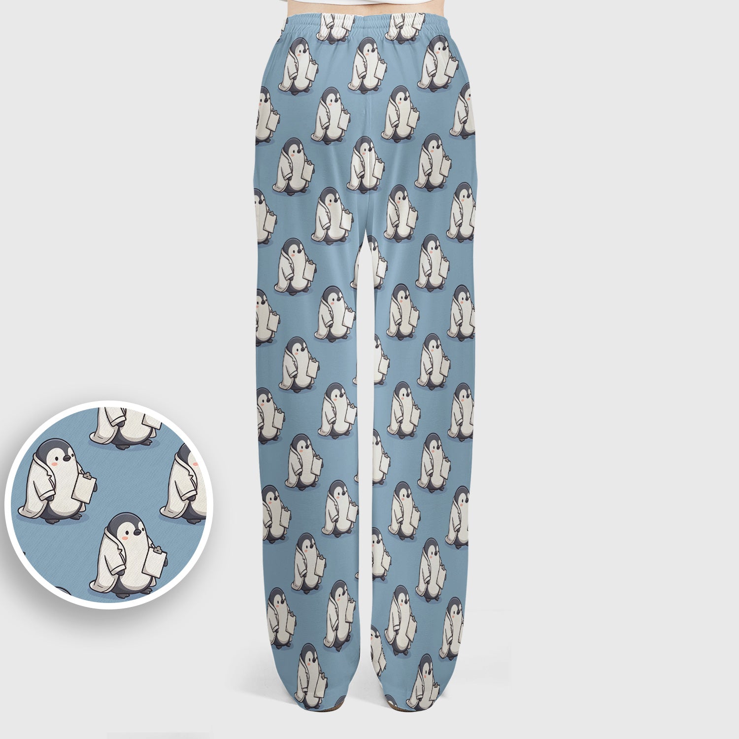 Penguin Nurse Medical Pattern Scrub Set, Scrub Pants and V Neck Top