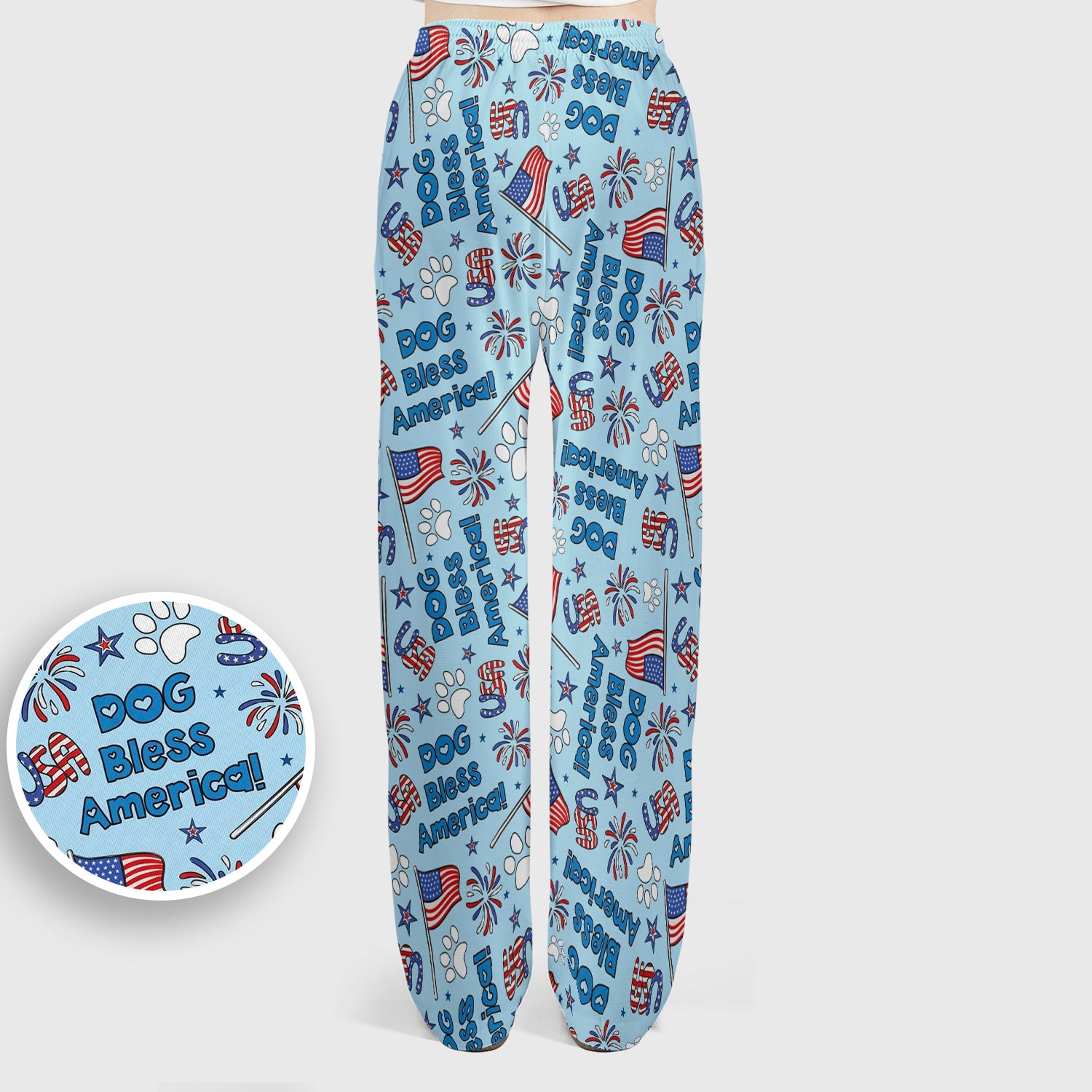 Funny Patriotic Dog Bless America Flag Pattern Scrub Set, Scrub Pants and V Neck Top