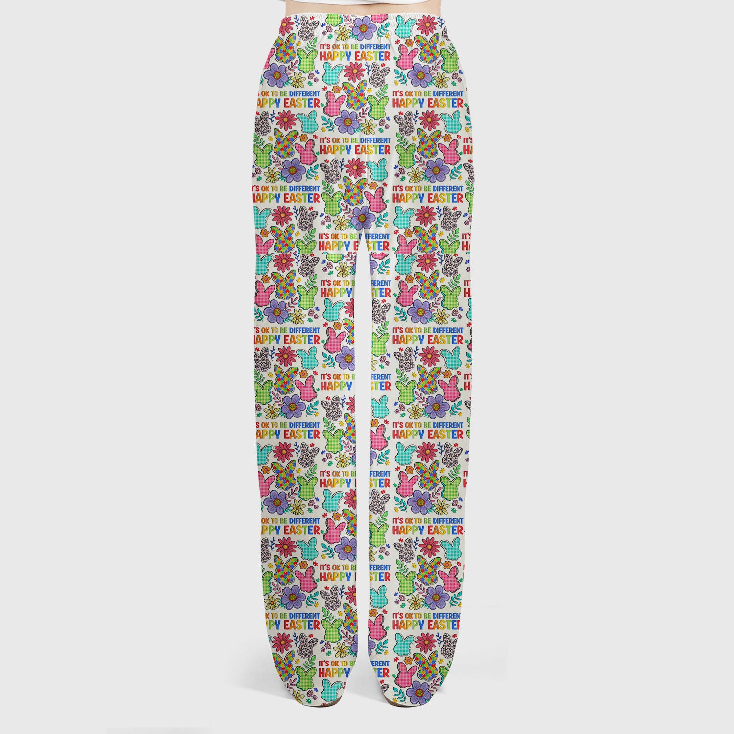 Happy Easter Bunny Floral Print Scrub Set, Breathable Med Uniform