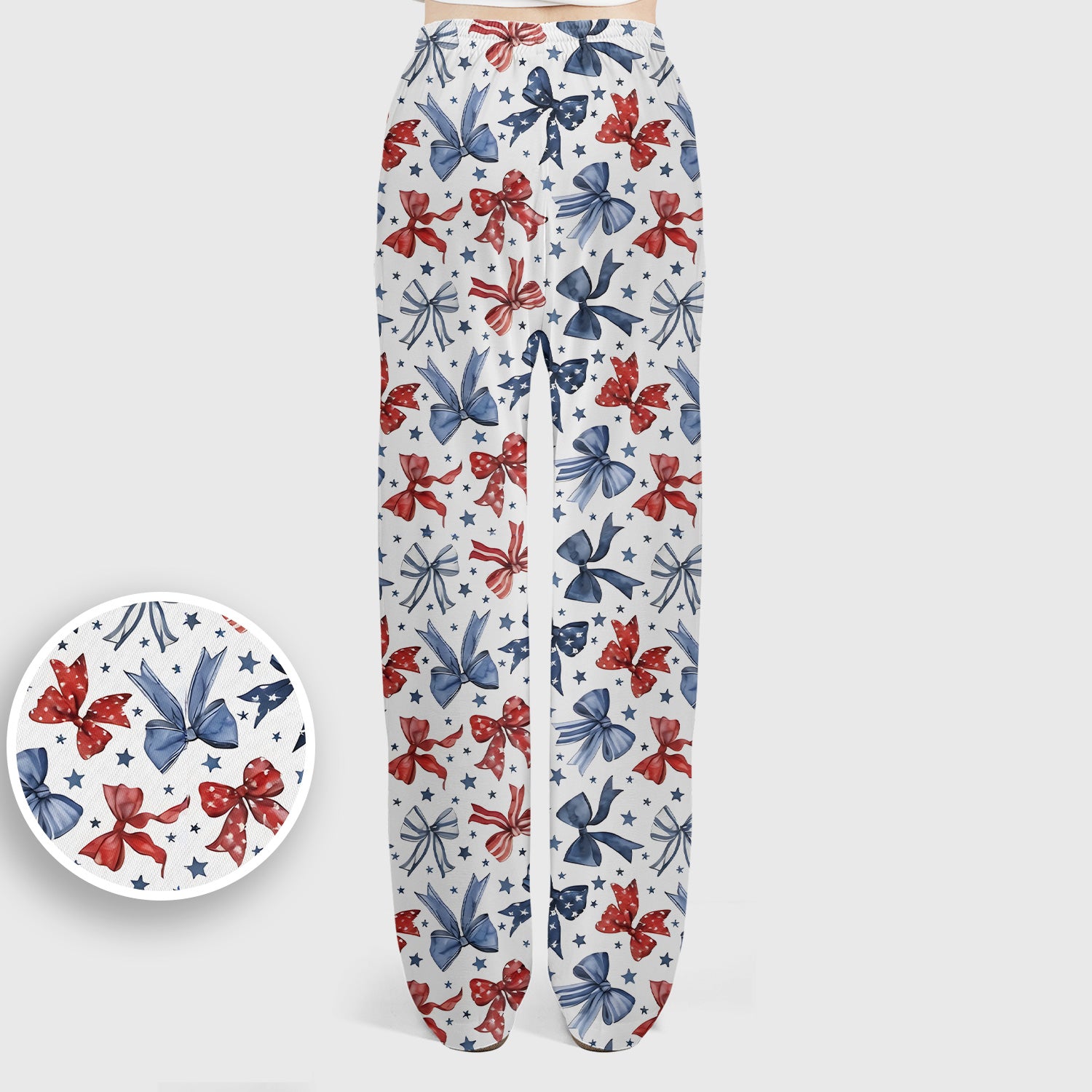 Patriotic Red Blue Ribbon Pattern Scrub Set, Scrub Pants and V Neck Top