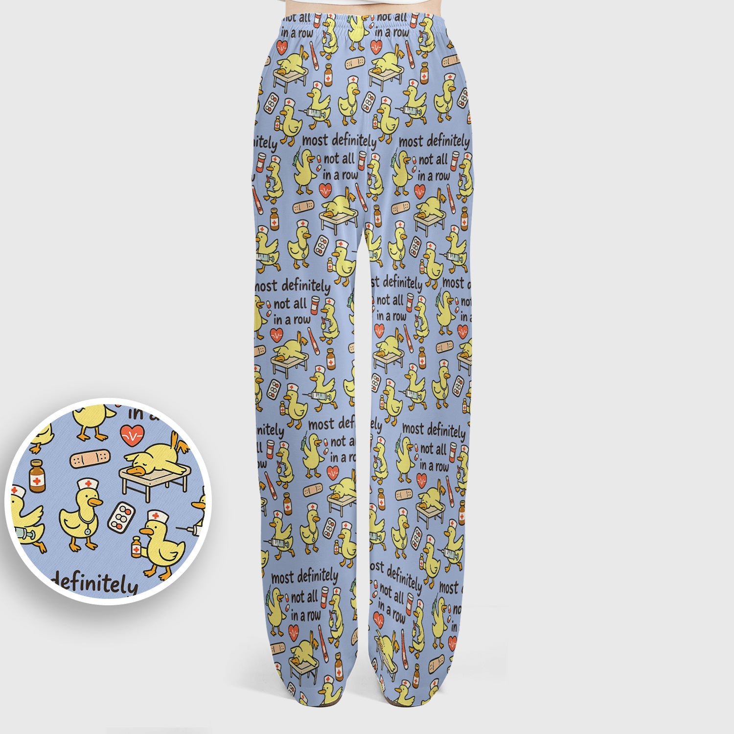 Funny Nurse Duck Medical Humor Pattern Scrub Set, Scrub Pants and V Neck Top