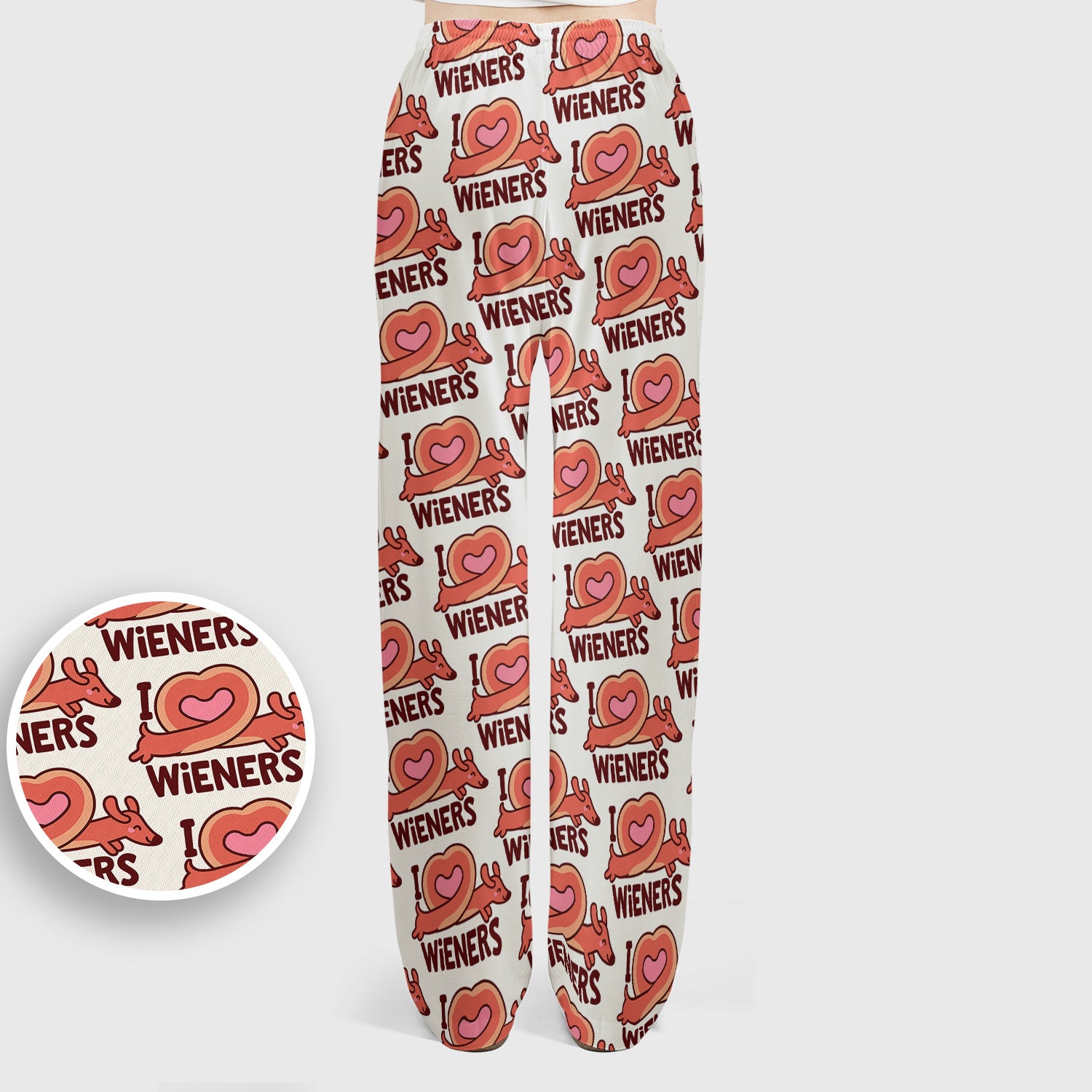 I Love Wieners Dachshund Heart Pattern Scrub Set, Scrub Pants and V Neck Top