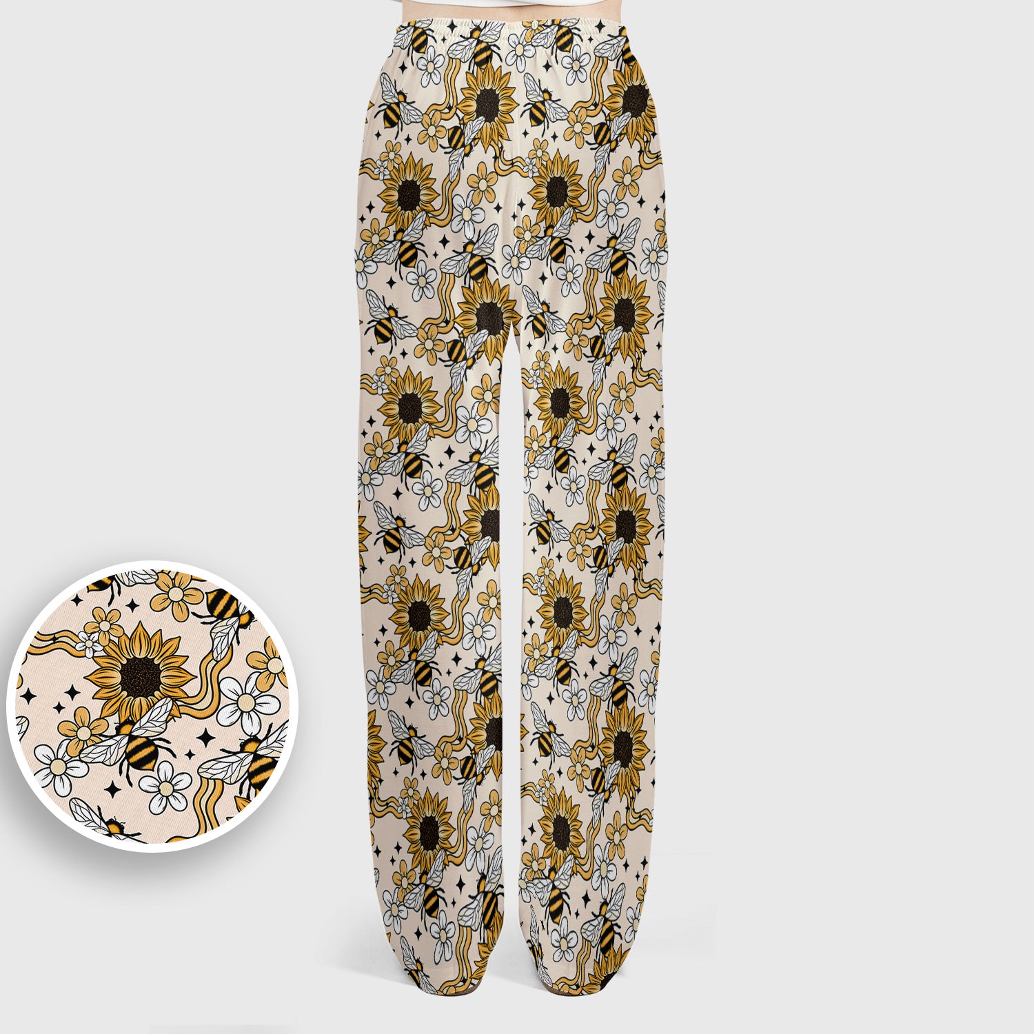 Sunflower And Honey Bee Floral Scrub Set, Scrub Pants and V Neck Top
