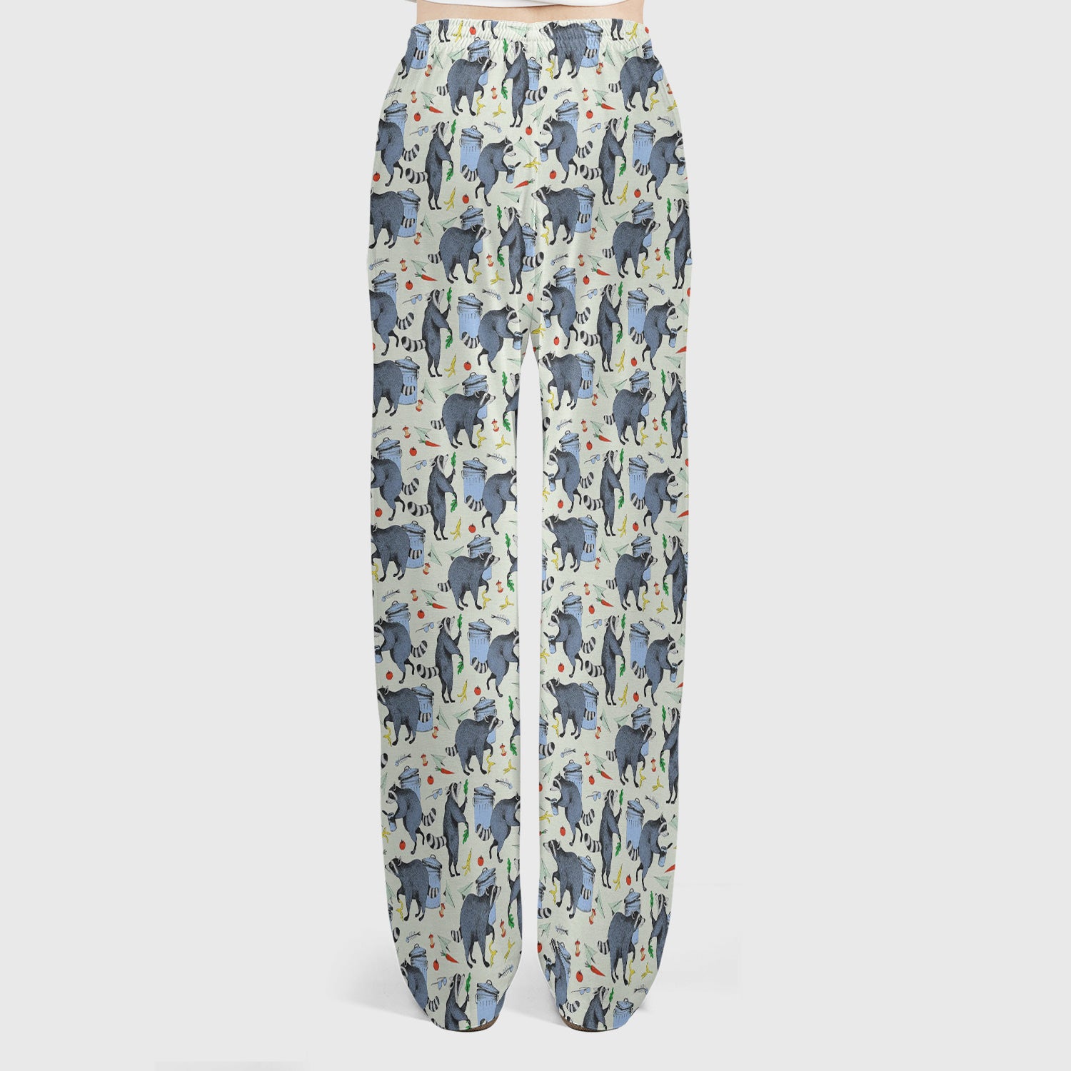 Playful Raccoon Trash Print Women's Scrub Set, Scrub Pants and V Neck Top