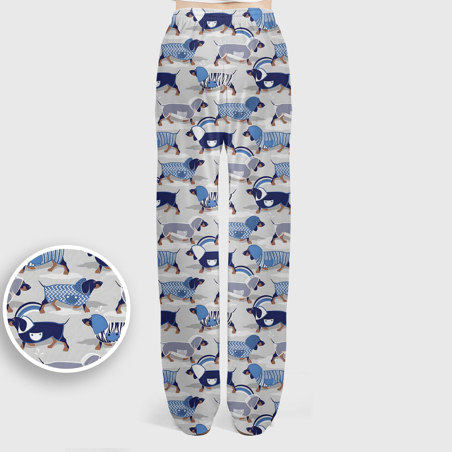 Cute Dachshund Raincoat Parade Pattern Scrub Set, Scrub Pants and V Neck Top