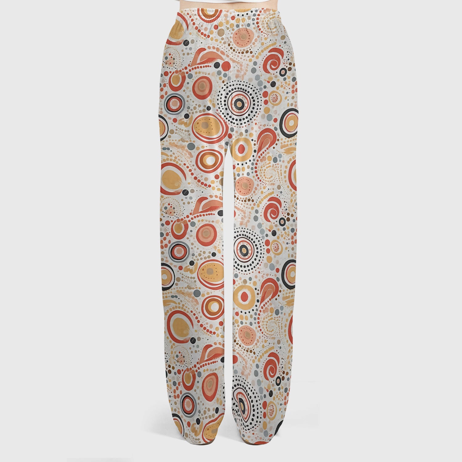Abstract Earth Tone Dot Circle Pattern Scrub Set, Breathable Med Uniform