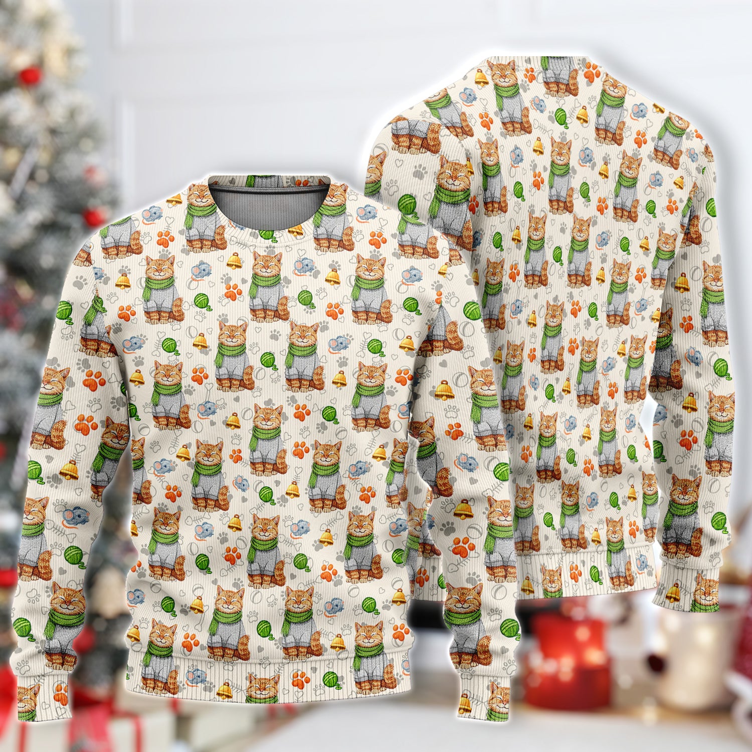 Adorable Cat Lover Nurse Scrub Set, Cute Cat Medical Pattern Shirt, Breathable Fabrics Nursing Uniform