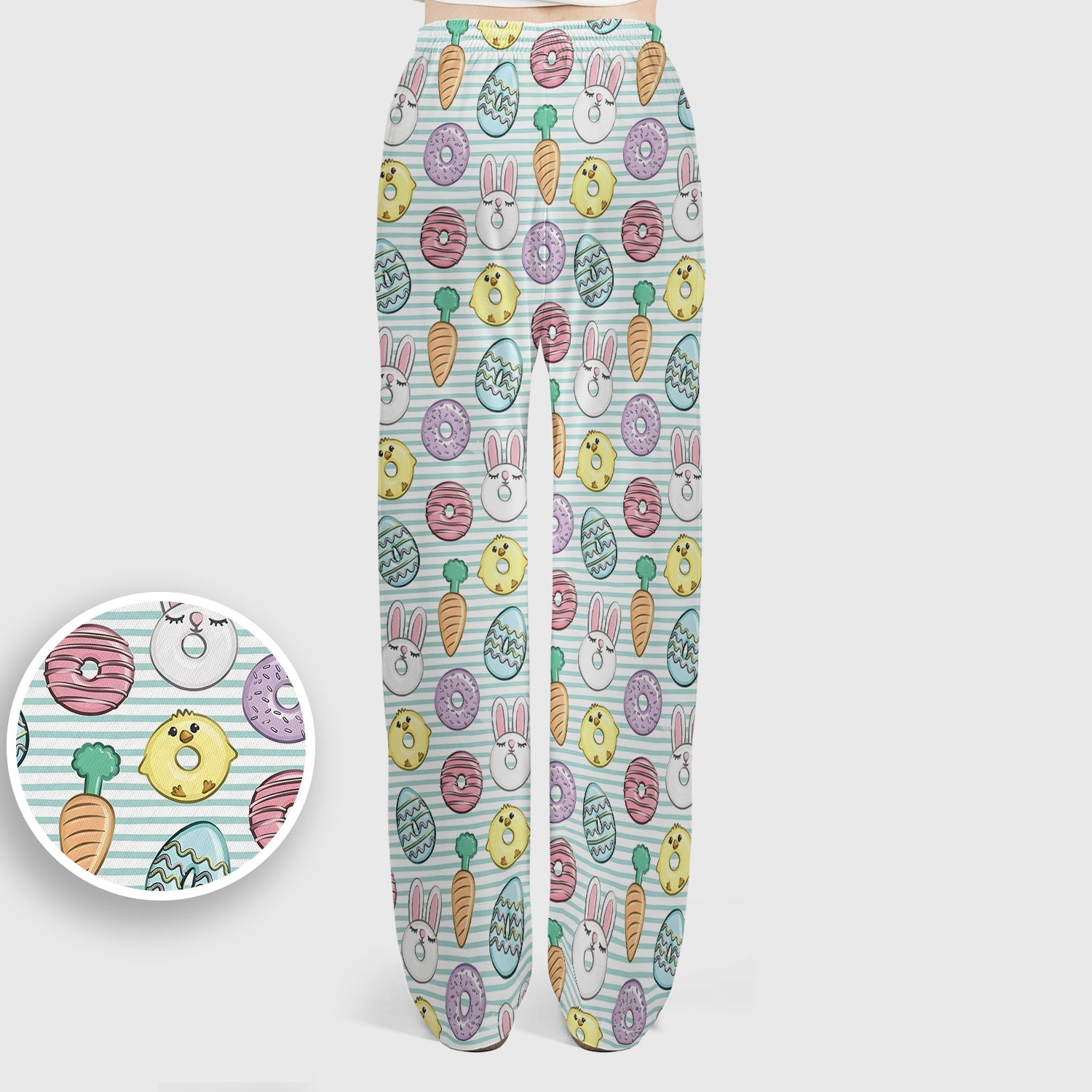 Funny Easter Chick Bunny Pattern Scrub Set, Scrub Pants and V Neck Top
