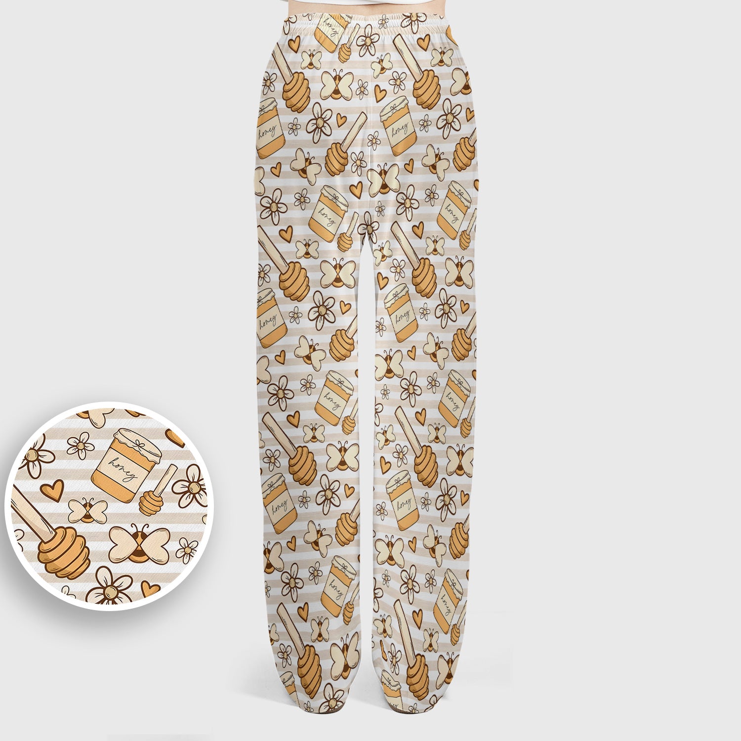 Honey Jar With Daisy Flower Pattern Scrub Set, Scrub Pants and V Neck Top