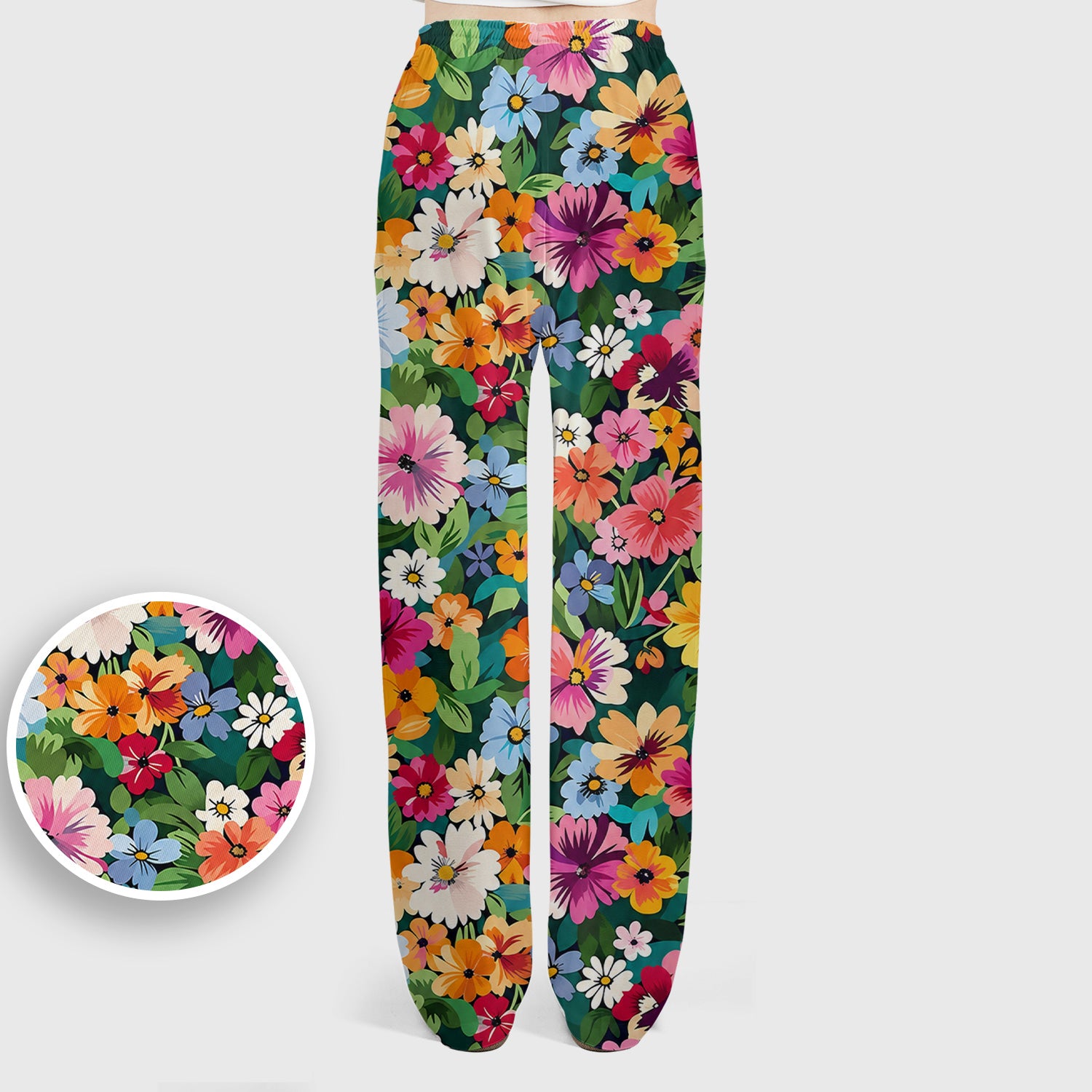 Colorful Wildflower Garden Pattern Scrub Set, Scrub Pants and V Neck Top