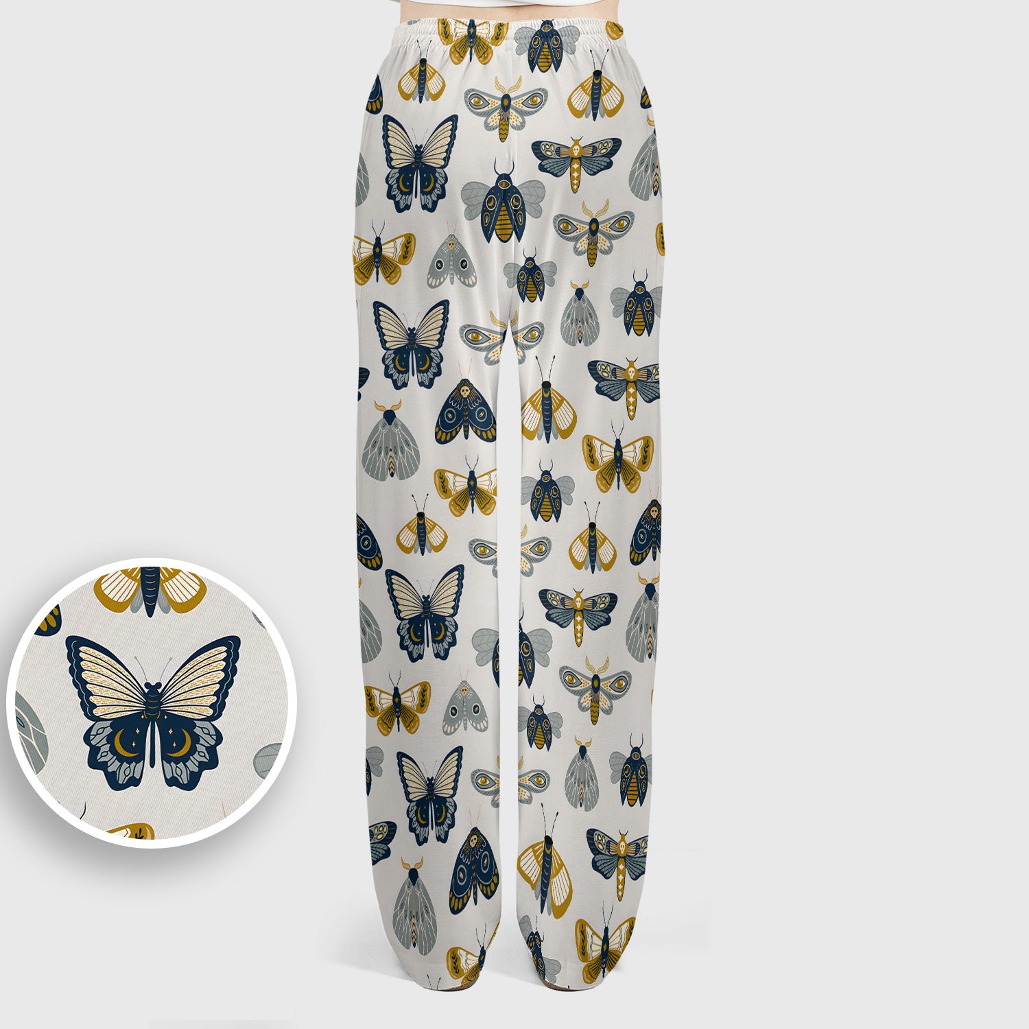 Cute Butterfly Moth Insect Pattern Scrub Set, Scrub Pants and V Neck Top