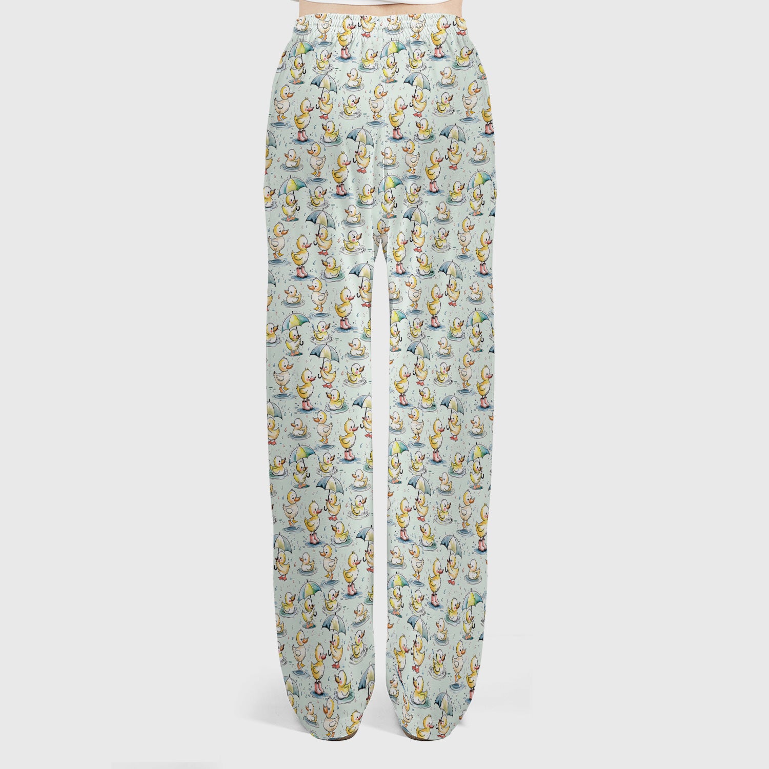 Playful Duck Rain Umbrella Print Women's Scrub Set, Breathable Med Uniform
