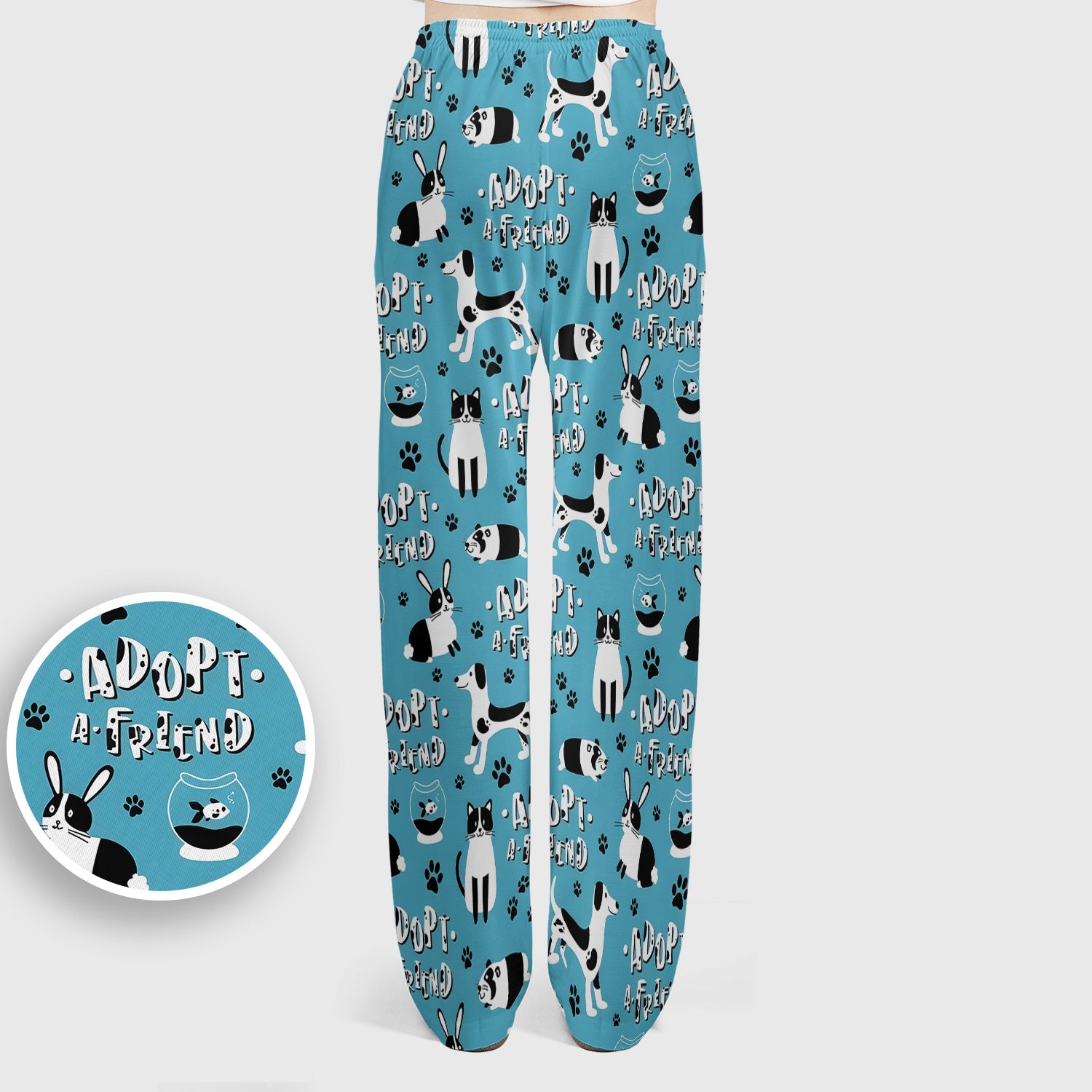 Cute Adopt A Friend Pet Pattern Scrub Set, Scrub Pants and V Neck Top