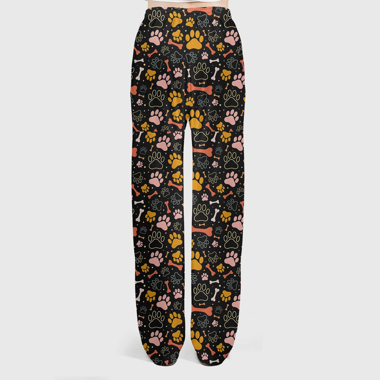 Cute Paw Print Dog Pattern Scrub Set, Breathable Med Uniform