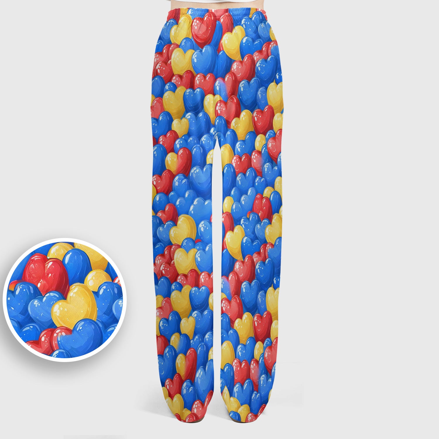 Colorful Autism Heart Pattern Scrub Set, Scrub Pants and V Neck Top