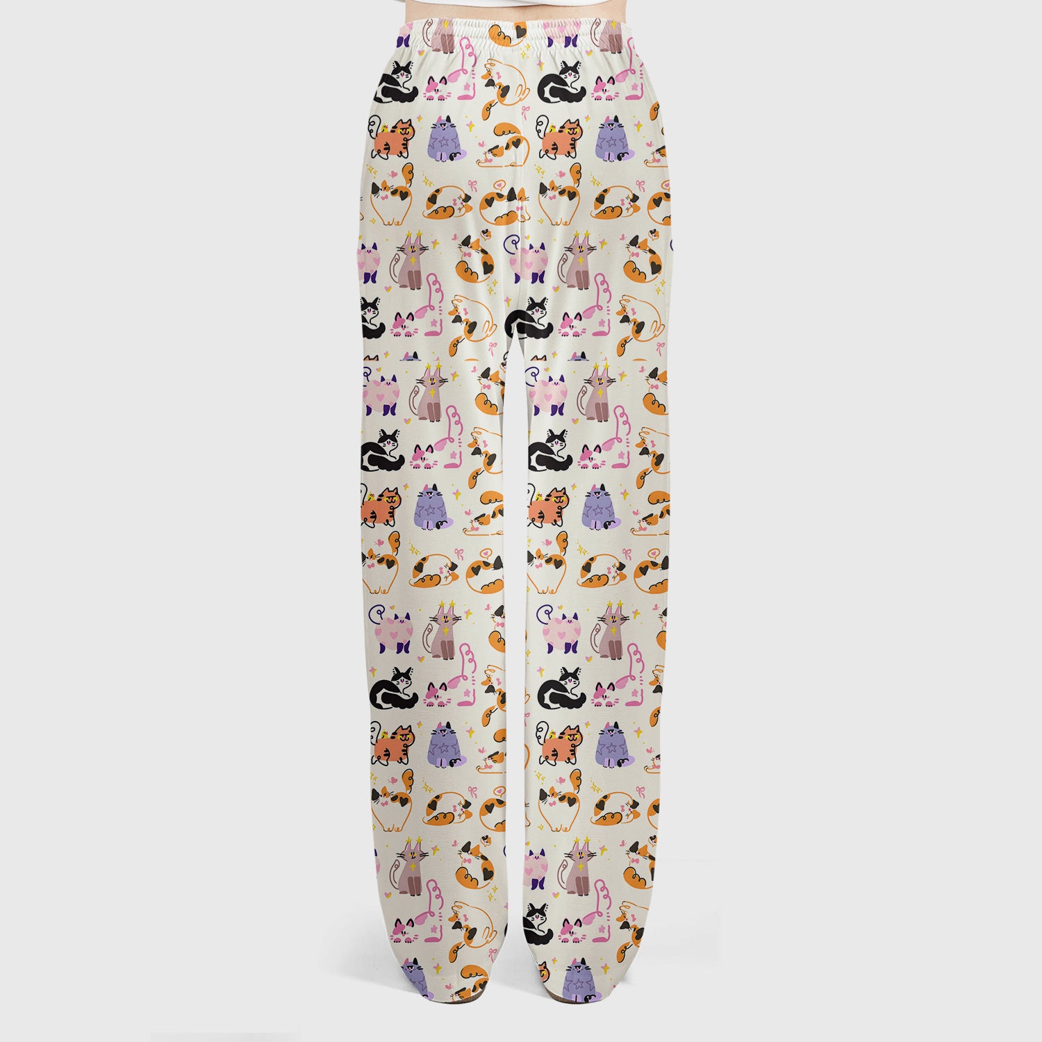 Funny Cat Pattern Scrub Set, Cute Cats Nursing Uniform For Women