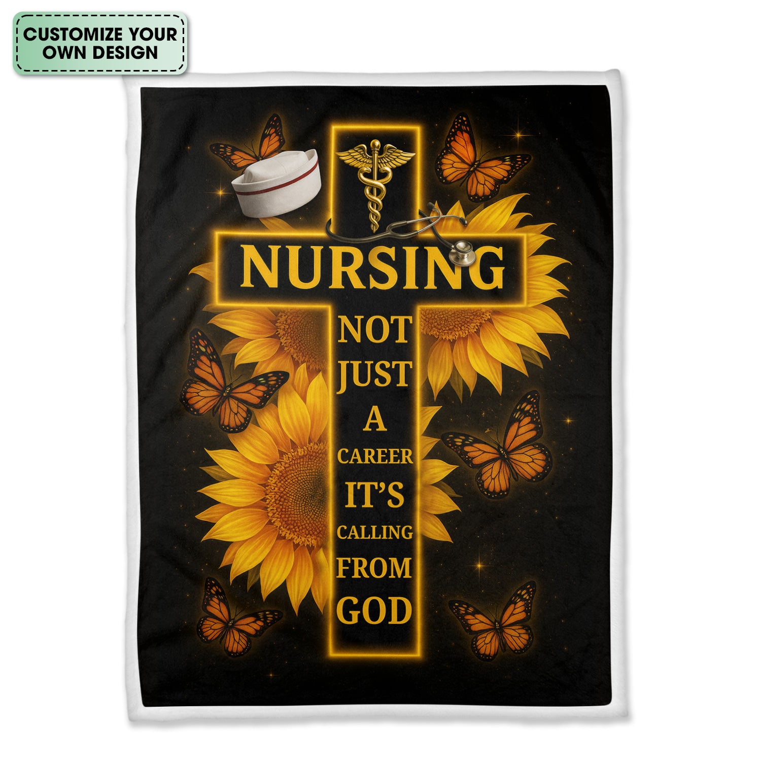 Personalized Nurse Floral Blanket - Faith-Based Throw Blanket for RN CNA LPN - Nursing Is a Calling from God Gift