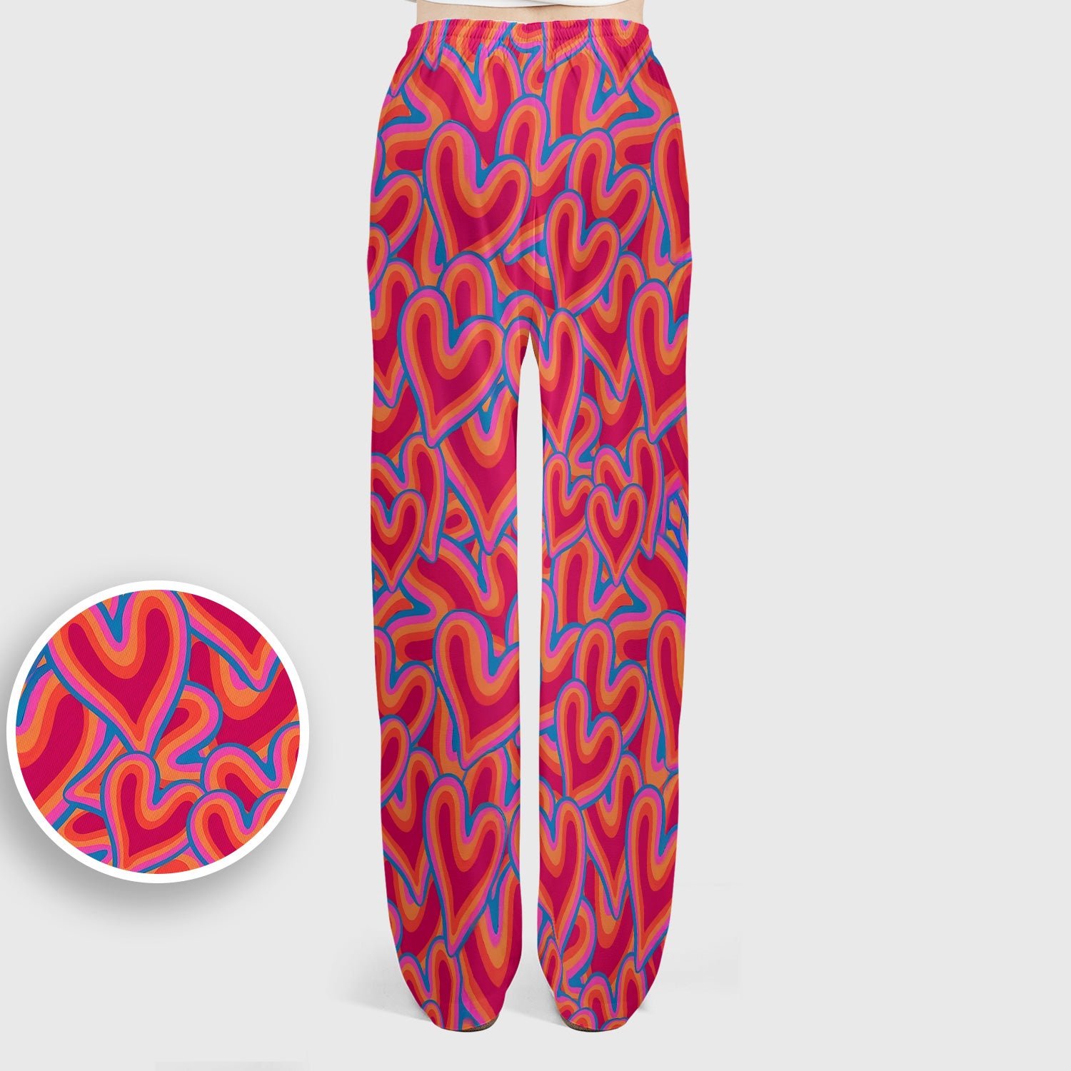 Cute Valentine Nurse Heart Pattern Scrub Set, Scrub Pants and V Neck Top