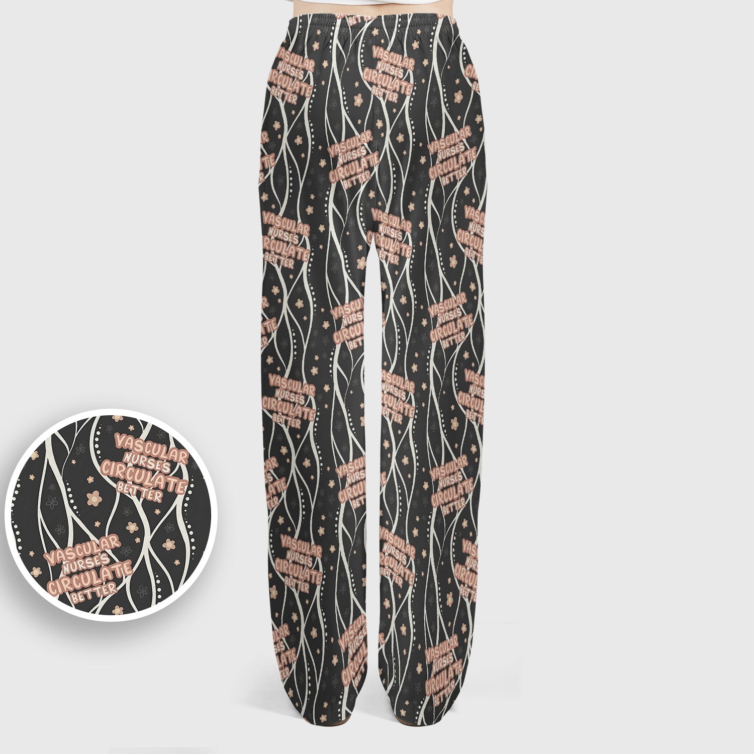 Inspirational Vascular Nurse Circulation Awareness Pattern Scrub Set, Scrub Pants and V Neck Top