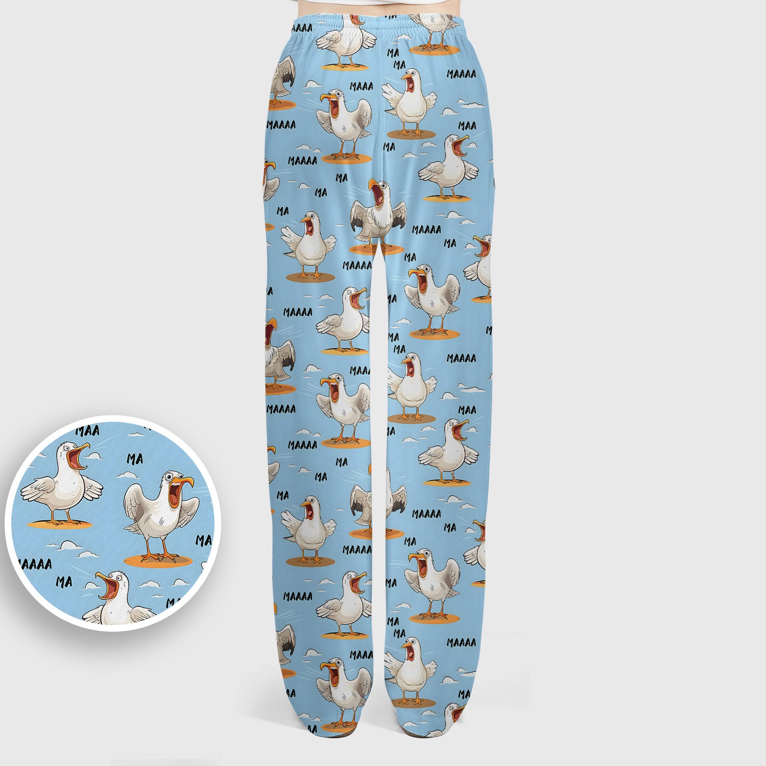 Funny Screaming Seagull Sky Pattern Scrub Set, Scrub Pants and V Neck Top