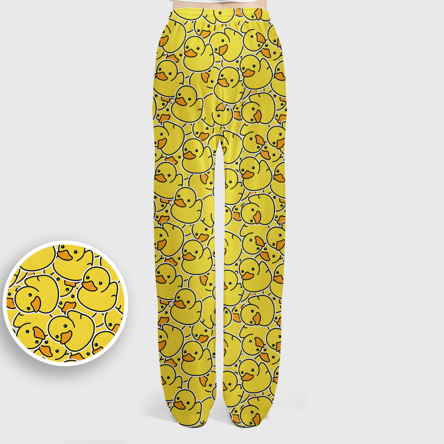 Yellow Rubber Duck Pattern Scrub Set, Scrub Pants and V Neck Top