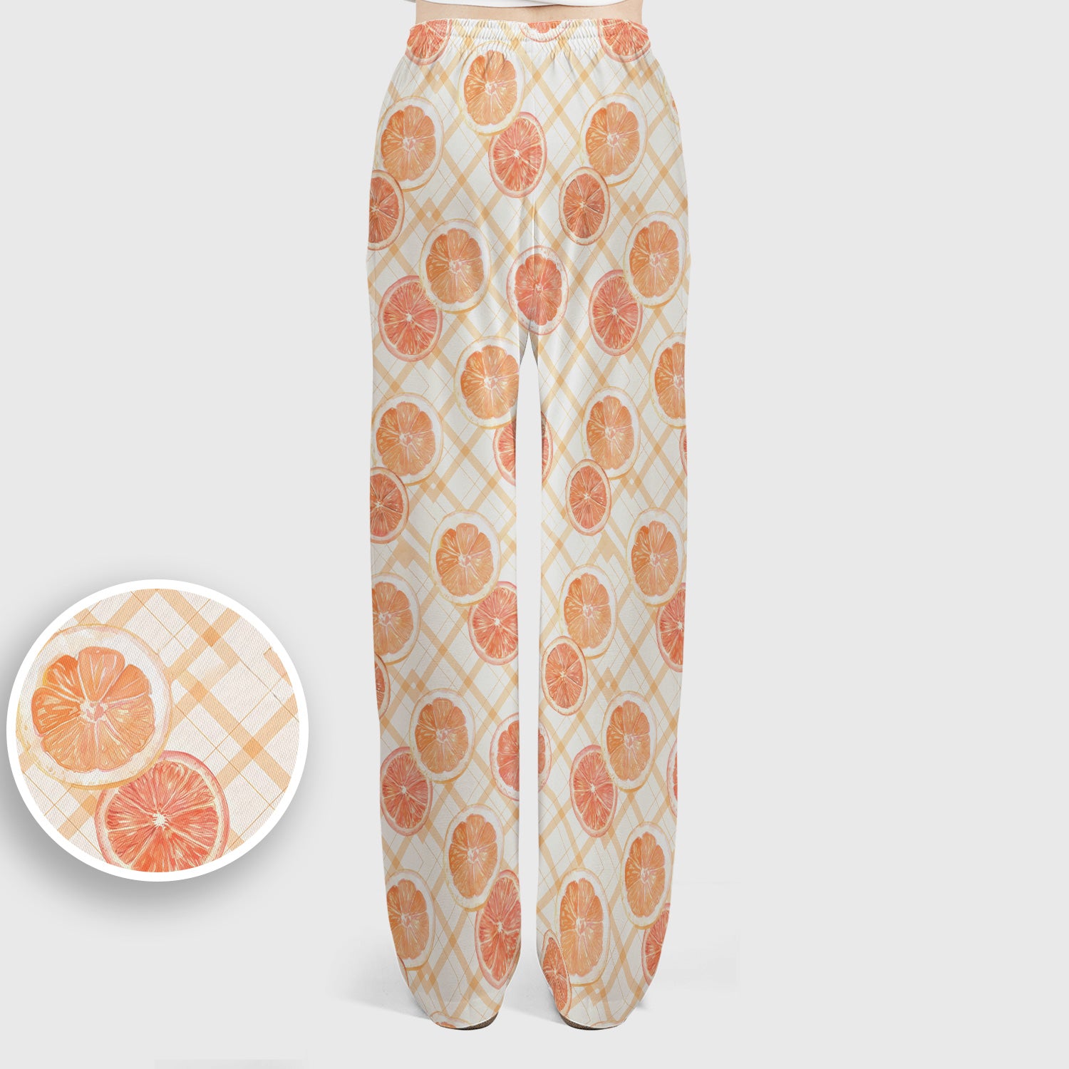 Fresh Grapefruit Slice Summer Fruit Pattern Scrub Sets, Scrub Pants and V Neck Top