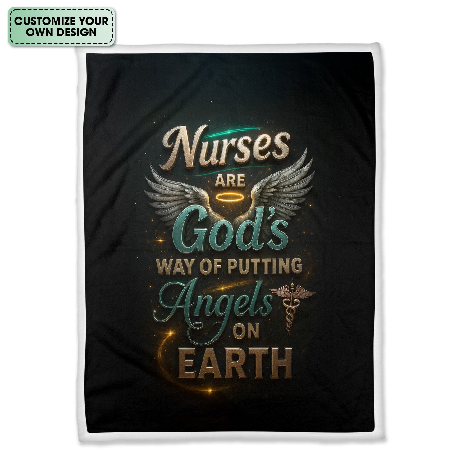 Personalized Religious Nurse Throw Blanket - Angels on Earth Quote - Inspirational Gift for RN, CNA, LPN