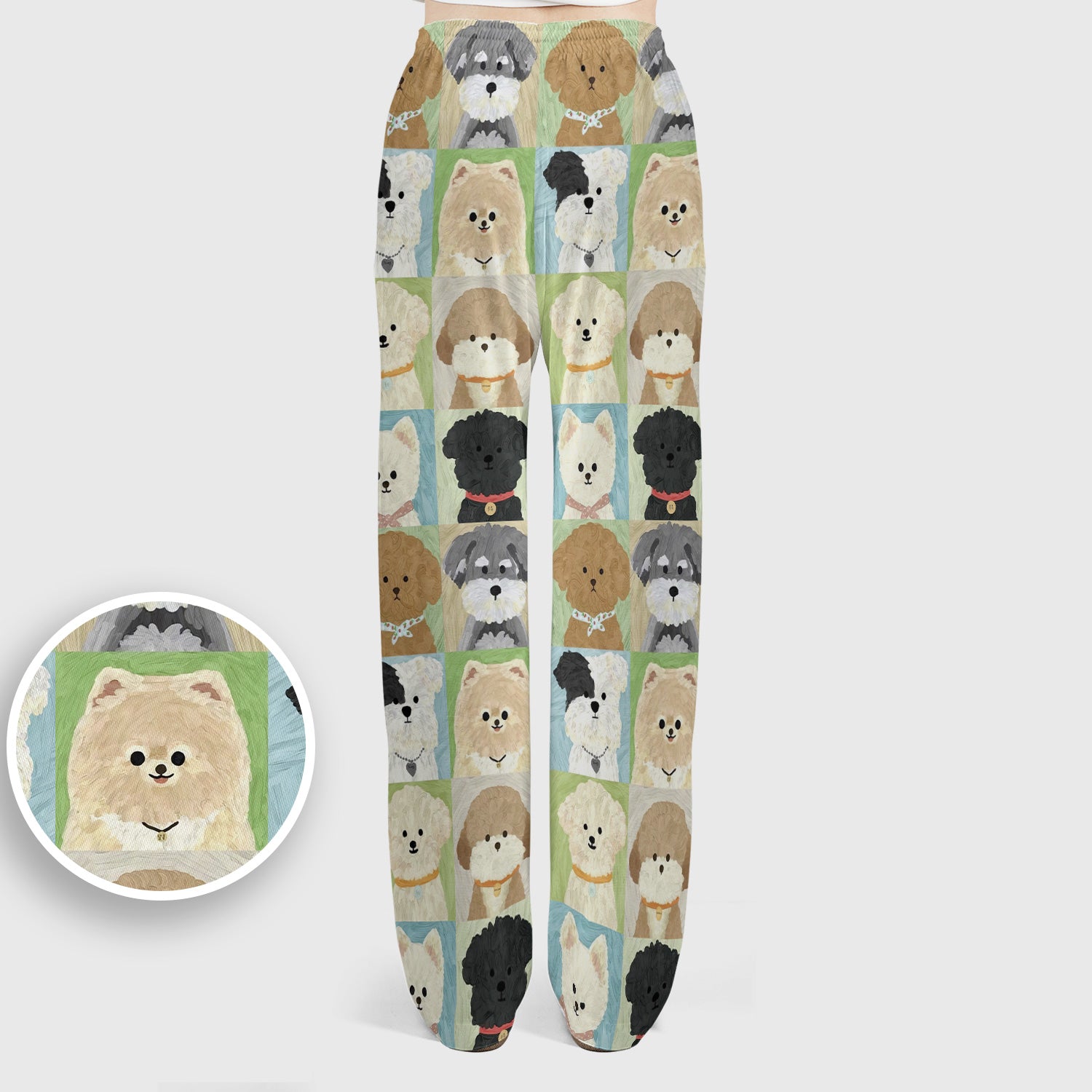 Adorable Different Dog Breeds Pattern Scrubs Sets, Scrub Pants and V Neck Top