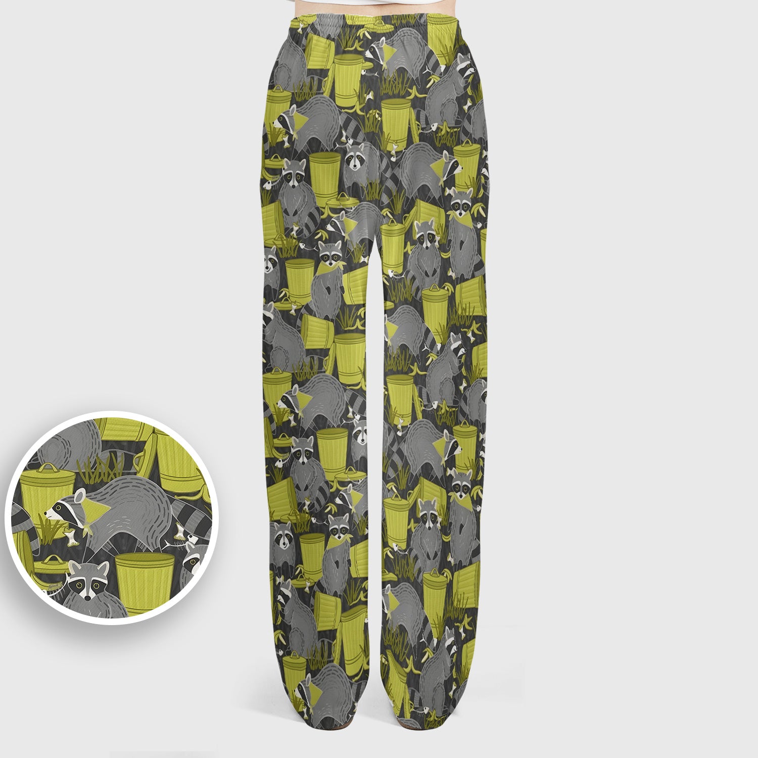 Cute Raccoon Trash Panda Pattern Scrub Set, Scrub Pants and V Neck Top