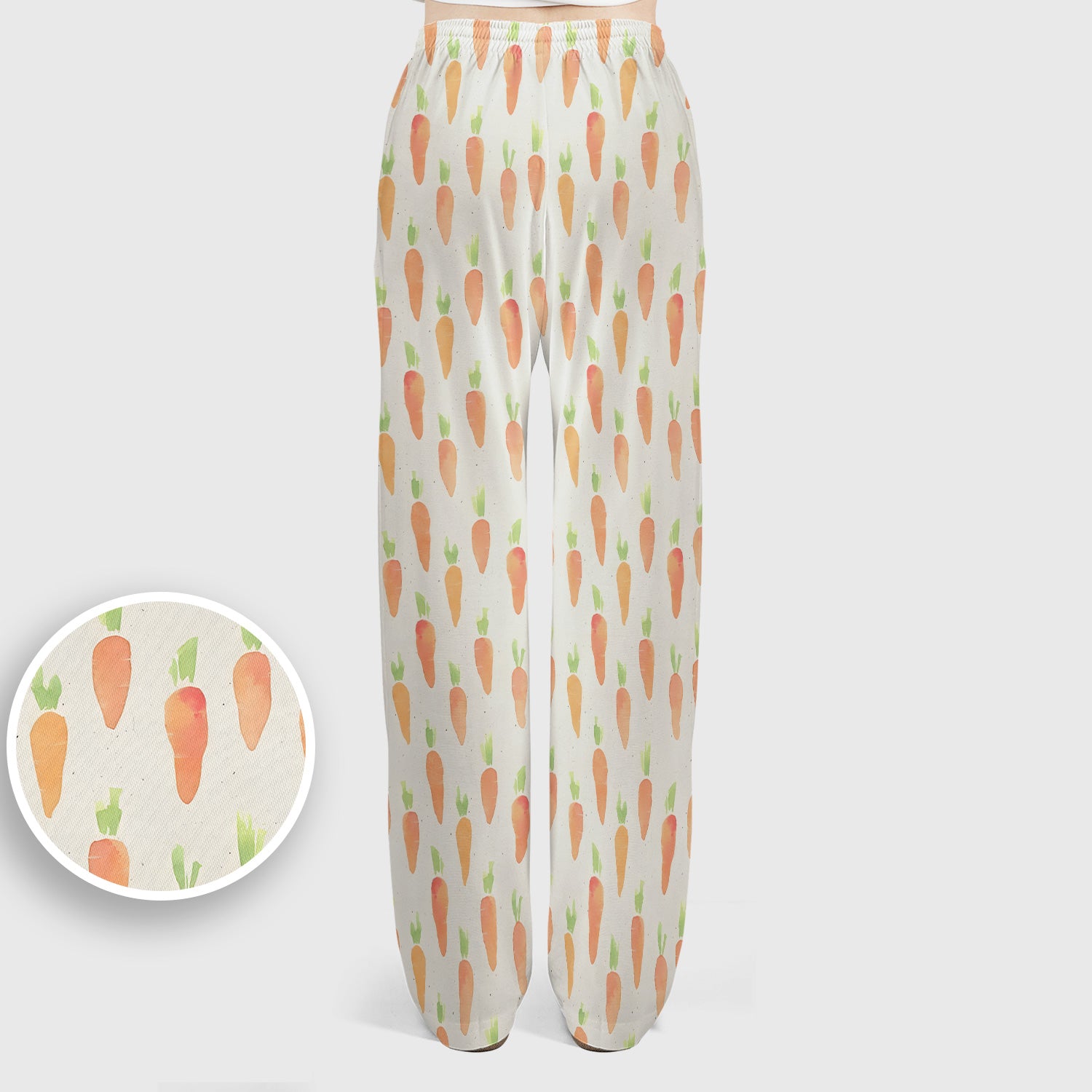 Simple Carrot Cute Pattern Scrub Sets, Scrub Pants and V Neck Top