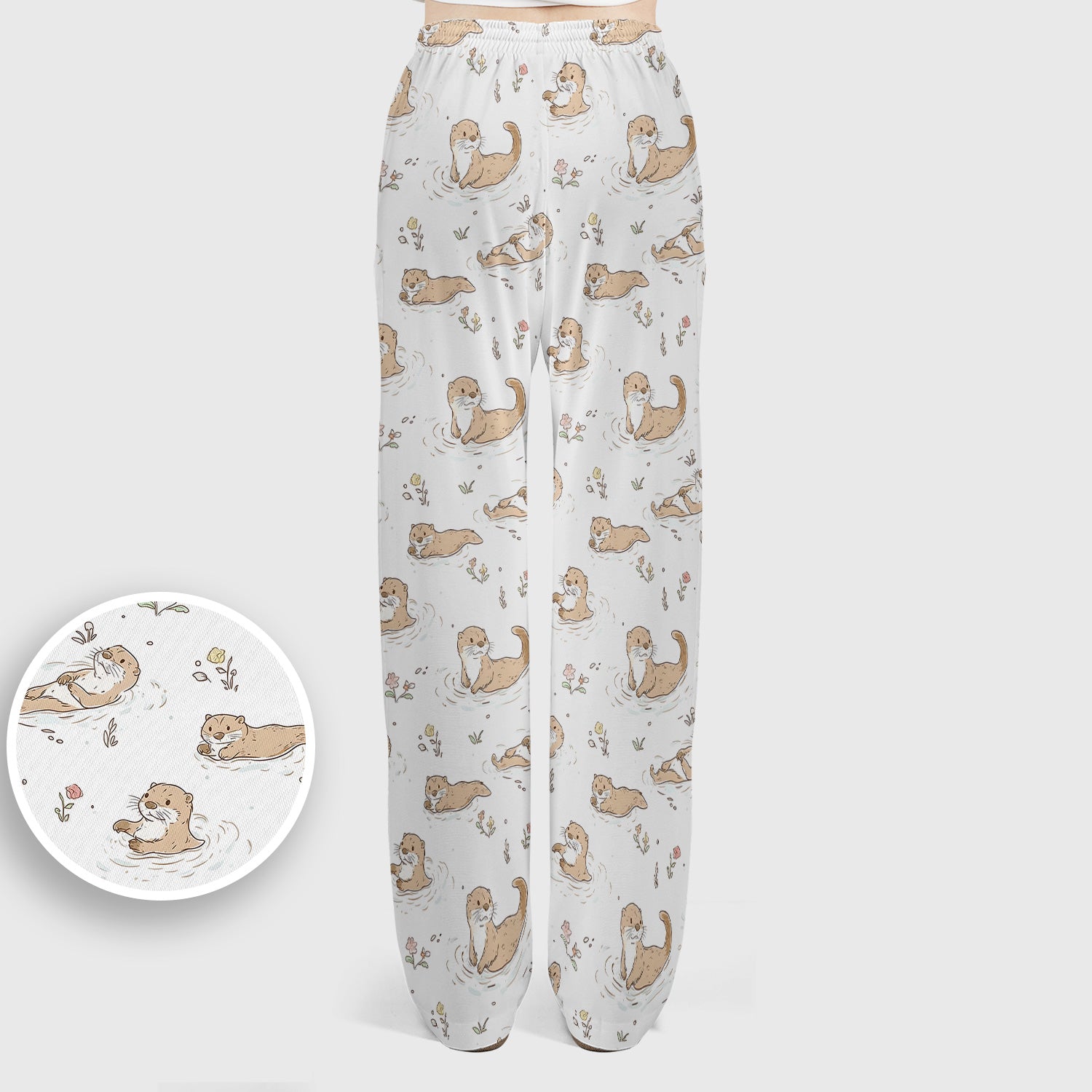 Otter Swimming Floating Water Pattern Scrub Set, Scrub Pants and V Neck Top