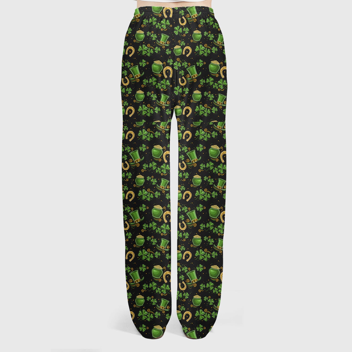 St. Patrick Shamrock Print Scrub Set, Scrub Pants and V Neck Top