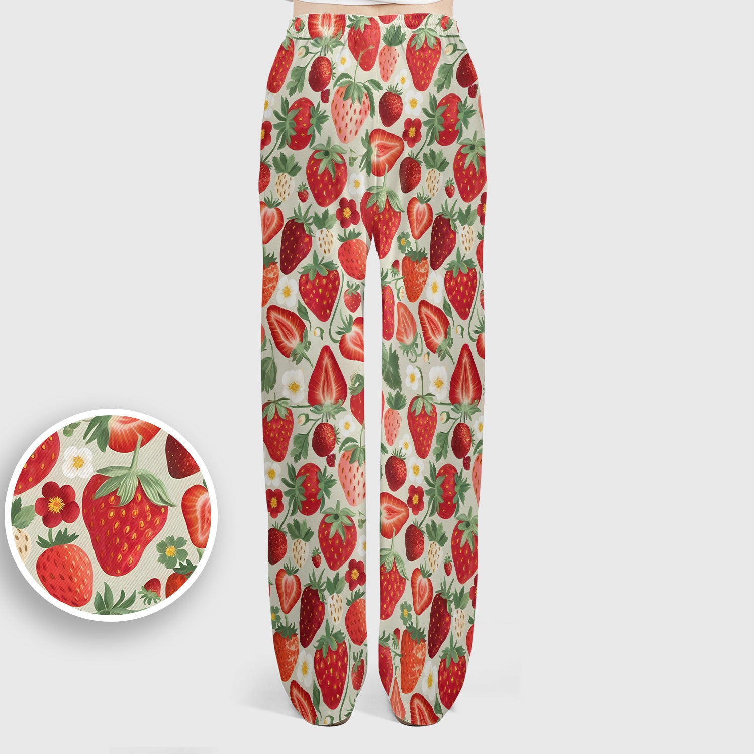 Fresh Strawberry Patter Leaves Scrub Sets, Scrub Pants and V Neck Top