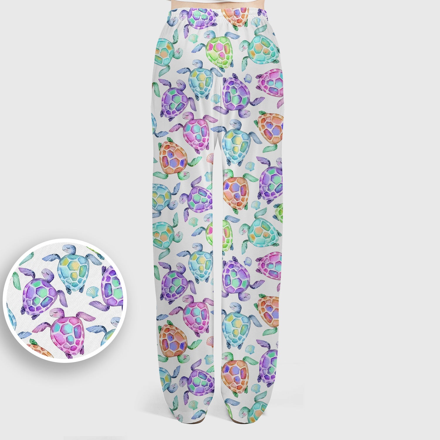Colorful Sea Turtle Shell Pattern Scrub Set, Scrub Pants and V Neck Top